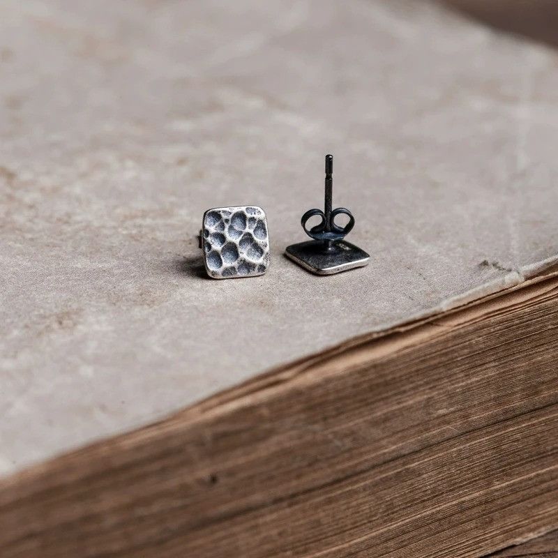 Jewelry Lunar surface Stud Earrings 925 Sterling Silver Ear Gift Size ONE SIZE - 5 Thumbnail