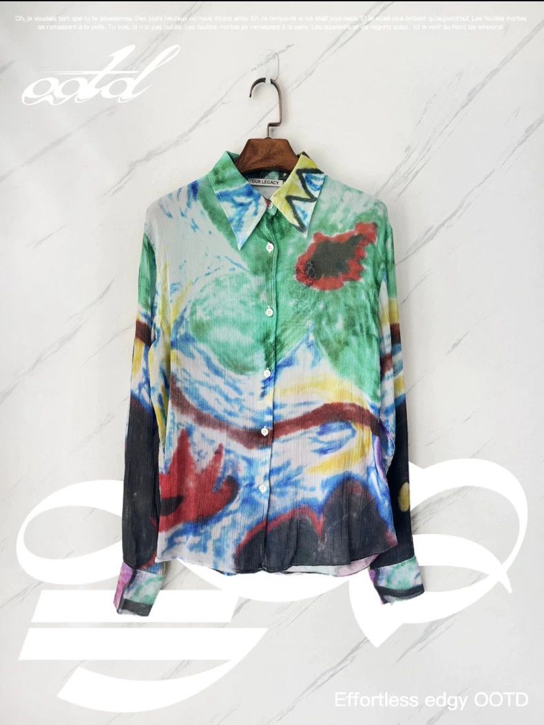 Our Legacy Our Legacy Abstract tie-dye floral long-sleeved shirt Size US XS / EU 42 / 0 - 1 Thumbnail