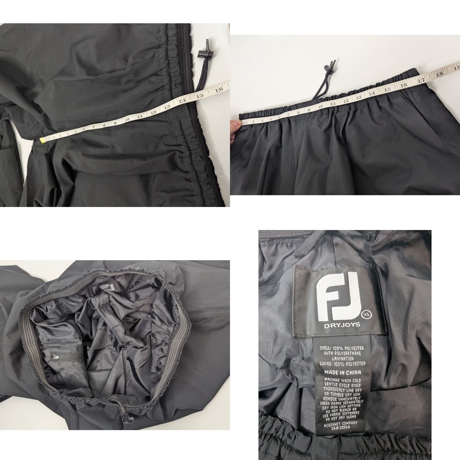 Footjoy FootJoy Pants Black Windbreaker DryJoy Ankle Zip Waterproof Sz XL Sports Logo FootJoy Men's Pants Size US 36 / EU 52 - 8 Thumbnail