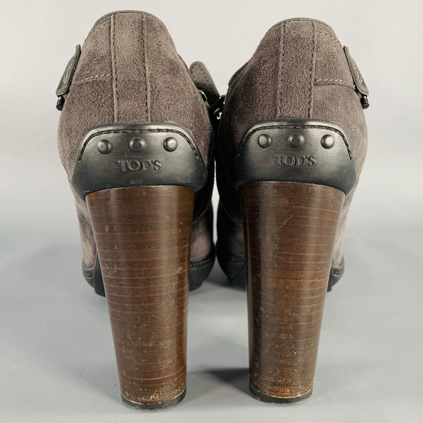 Tod's TOD'S Size 8.5 Grey Suede Platform Stacked Heel Ankle Boots Size US 8.5 / IT 38.5 - 3 Thumbnail