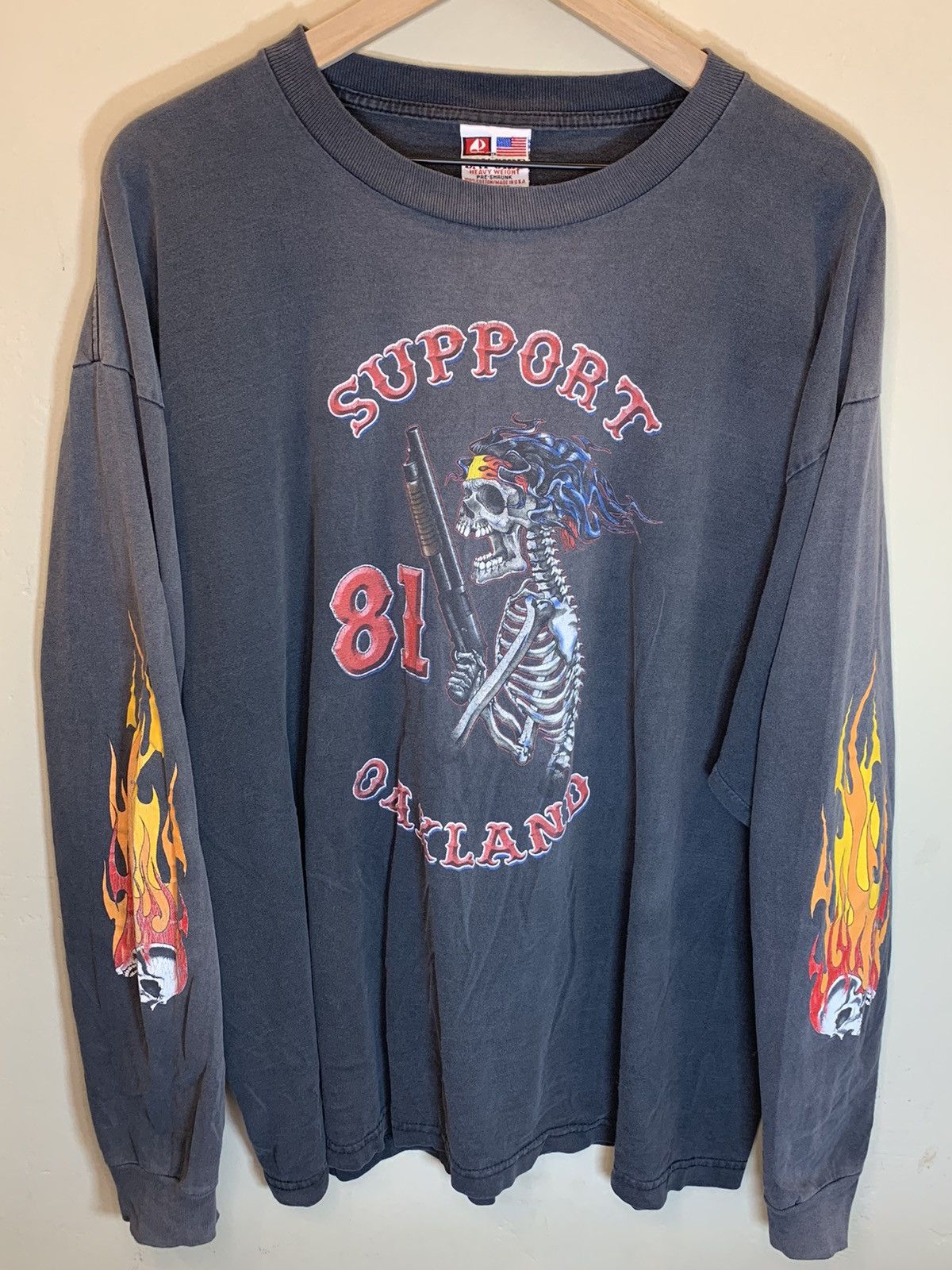 Vintage *RARE* Vintage Hells Angels Flame Skull Oakland Biker Shirt Size US XXL / EU 58 / 5 - 1 Thumbnail