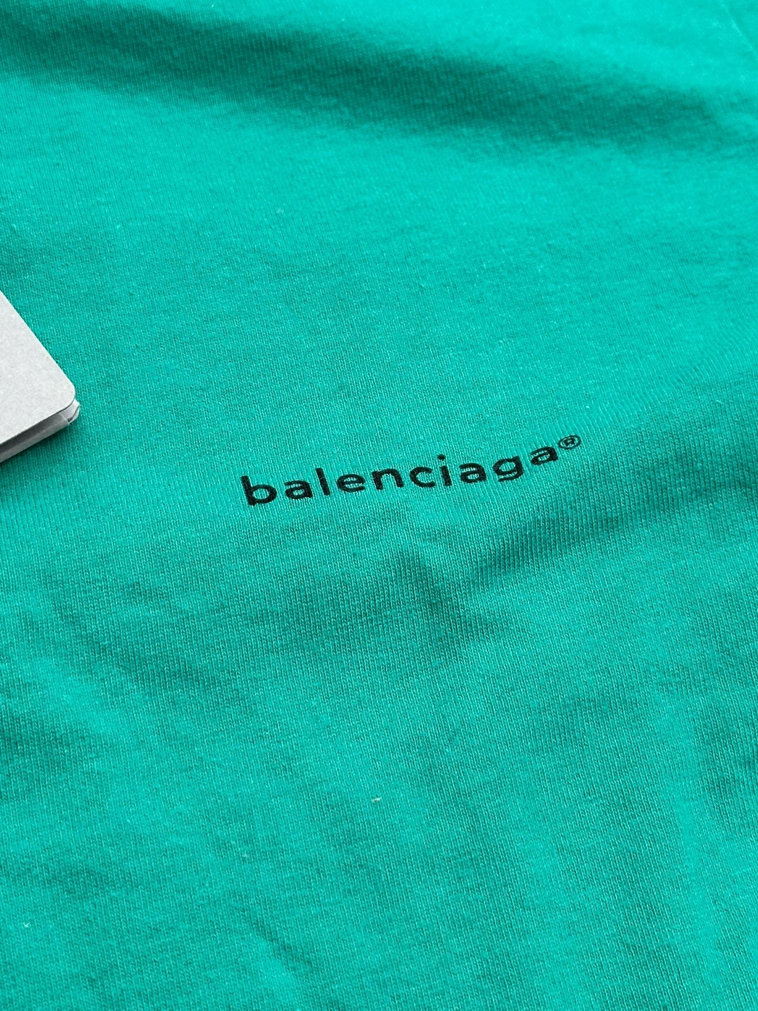 Balenciaga T-Shirt Copyright Small Logo Print Turquoise