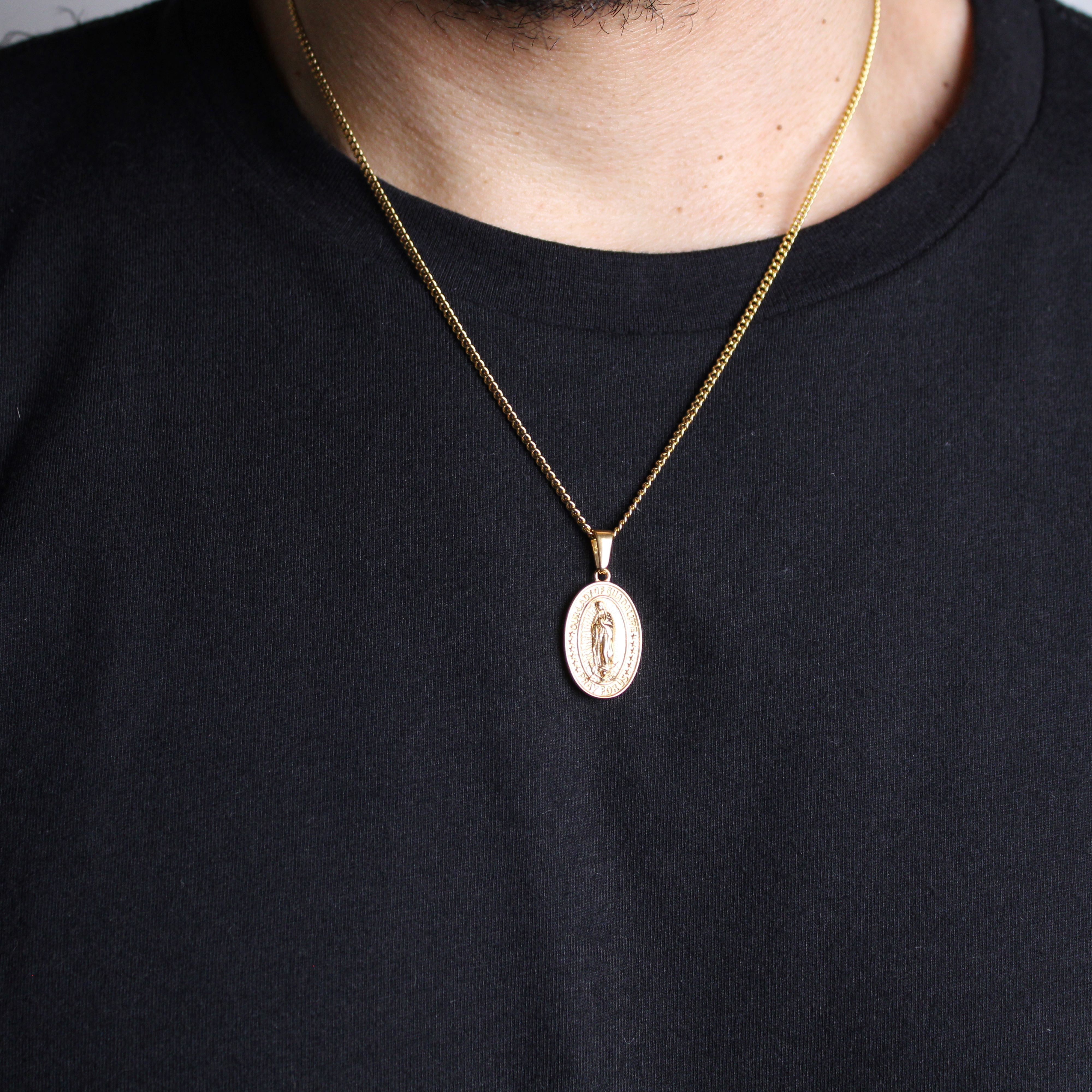 Jewelry Gold Lady of Guadalupe Pendant Chain Necklace Size ONE SIZE - 3 Thumbnail