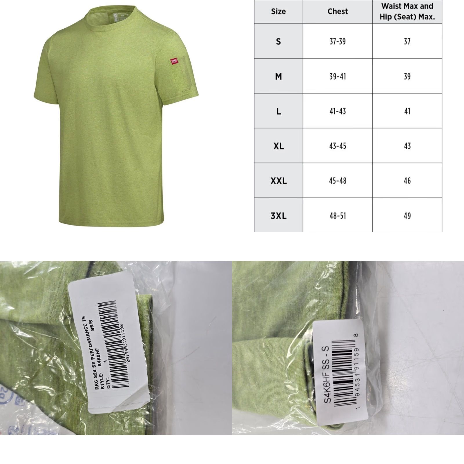 Red Kap Red Kap Shirt Mens S Short Sleeve Midweight Performance Tee Heathered Fern Sz S Green NWT Regular Comfort Lightweight Restored as: Size US 29 - 8 Thumbnail