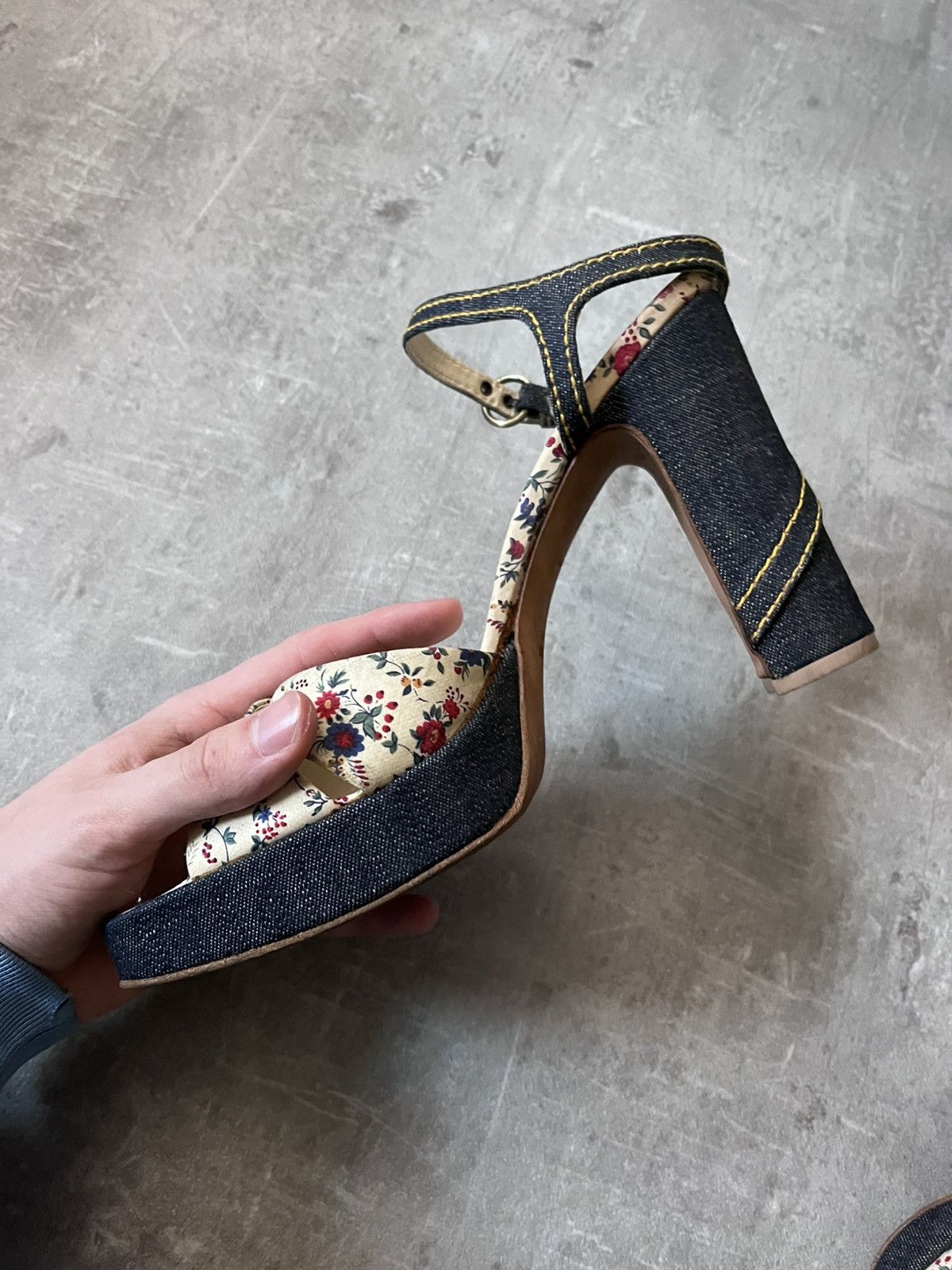 Miu Miu Miu Miu 90s floral heels denim platforms Size US 10 / IT 40 - 9 Thumbnail