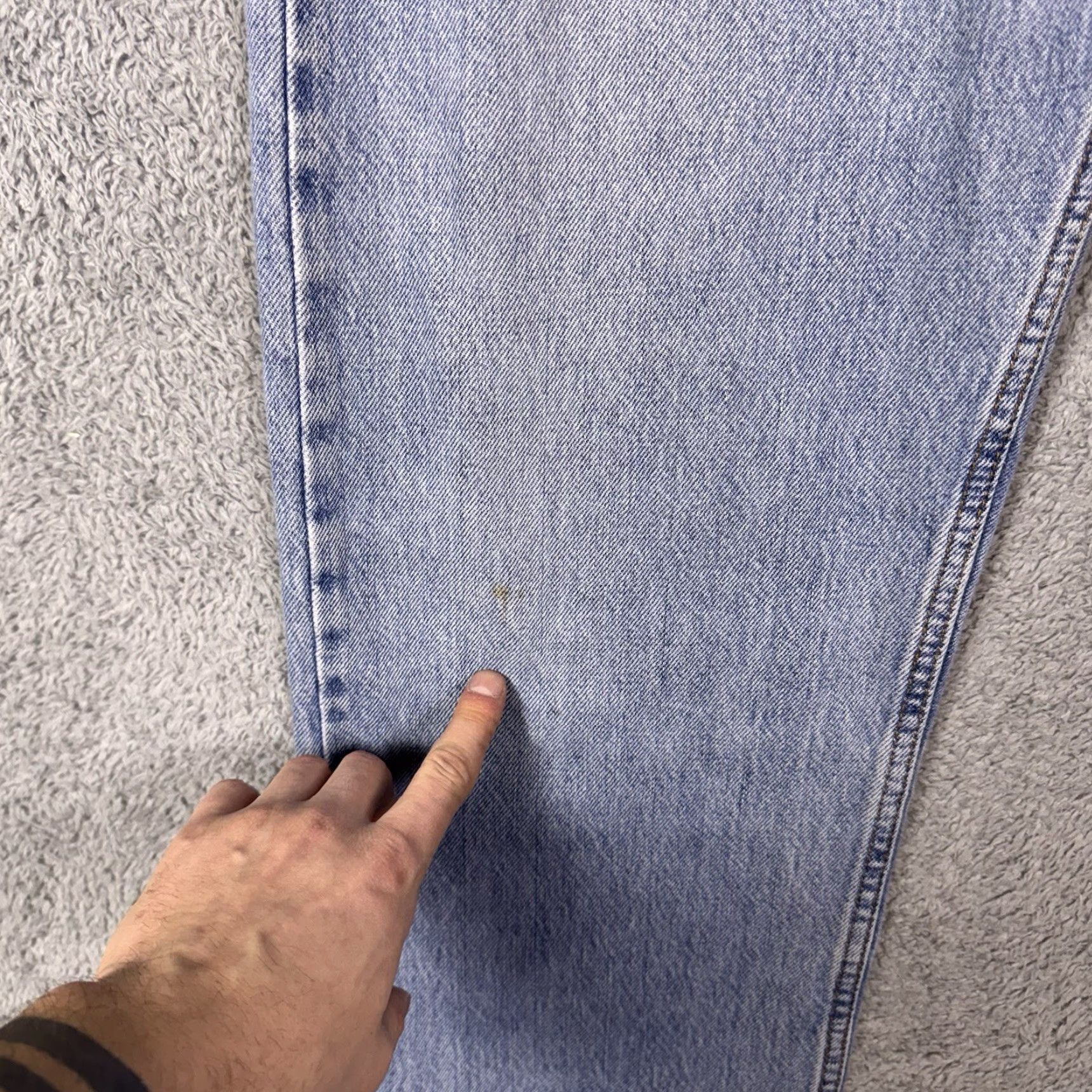 Levi's VINTAGE Levi's 505 Jeans Mens 34x34 Regular Straight Paper Tag Batwing 90s Y2K Size 34 Blue Denim Leather Belt Loops 5-Pocket Mens Regular Jeans Size US 36 / EU 52 - 4 Thumbnail
