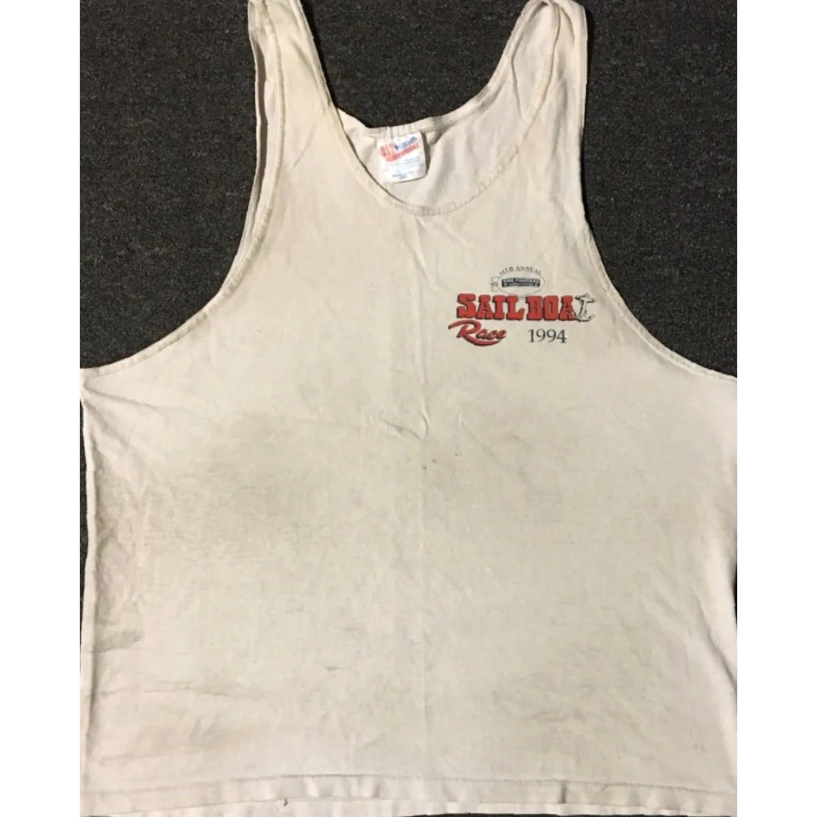 Vintage VINTAGE Fire Fighter Tank Top Shirt M White Distressed 90s Anaheim Boats Sailboat Race Boots USA Men Size US M / EU 48-50 / 2 - 2 Thumbnail