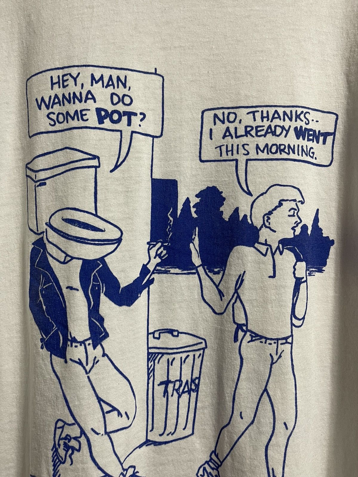 Vintage Vintage 90s Anti Drug Tee Single Stitch Funny Size US XL / EU 56 / 4 - 1 Thumbnail