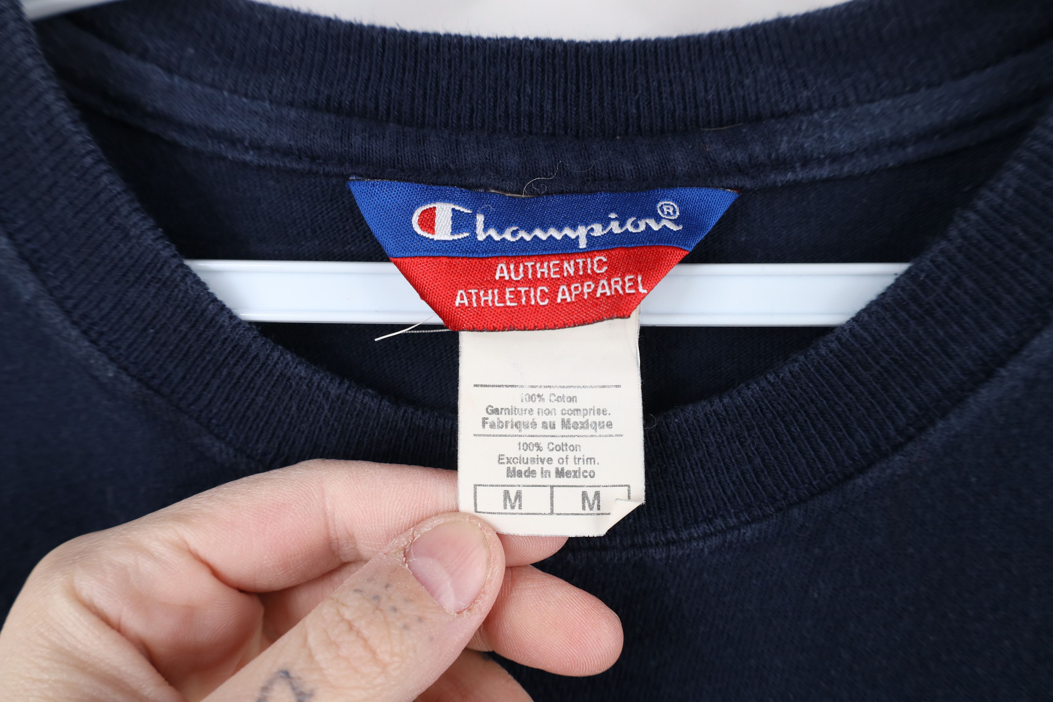 Champion × Vintage Vintage 90s Champion Classic Logo Cotton Knit T-Shirt Blue Size US M / EU 48-50 / 2 - 9 Thumbnail