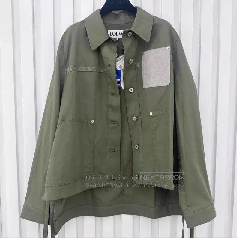 Other Loewe Green Logo Embossed Leather Patch Cotton Collar Sing Size XS / US 0-2 / IT 36-38 - 1 Thumbnail