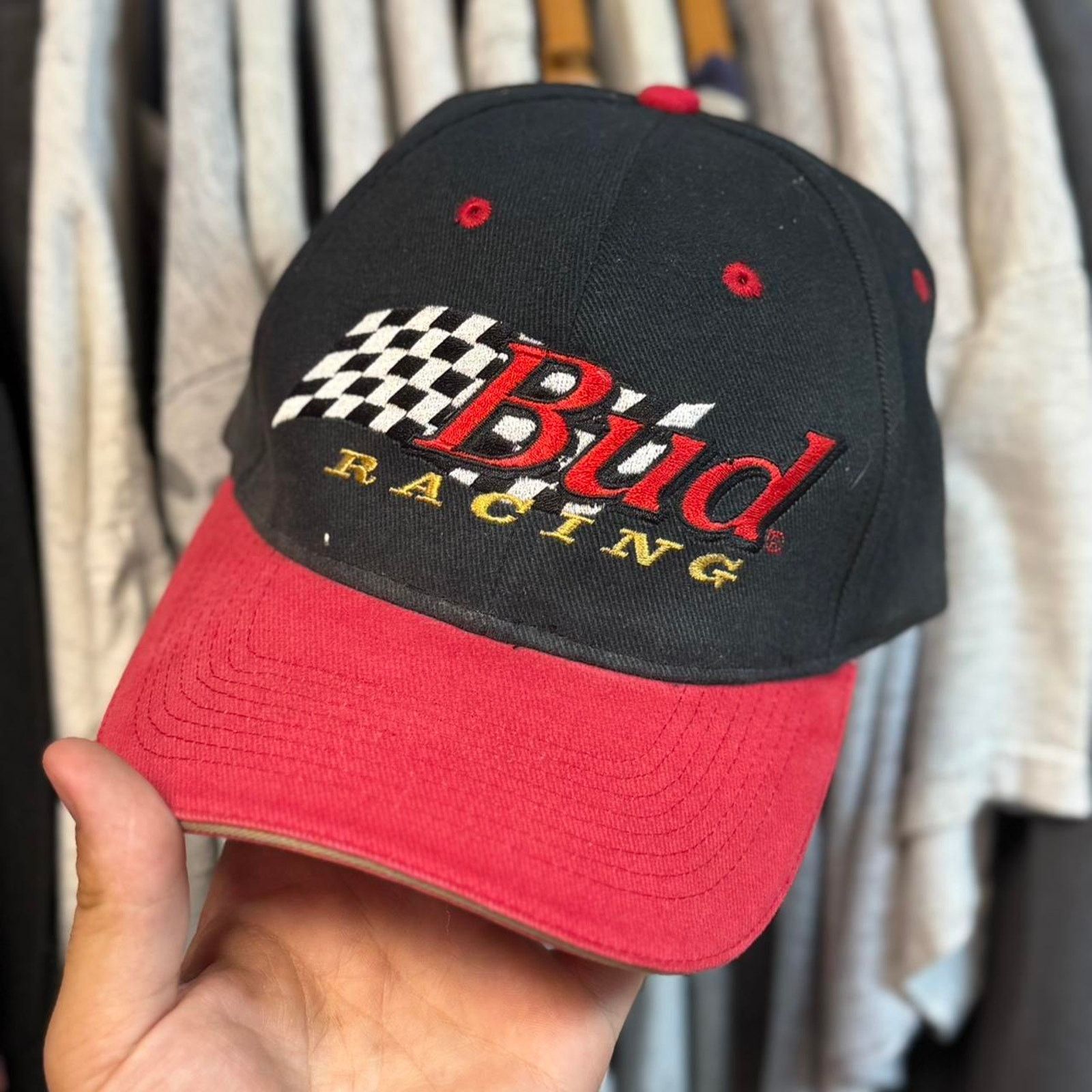 NASCAR × Vintage Vintage 90s NASCAR Bud Racing Velcro Cap Size ONE SIZE - 1 Thumbnail