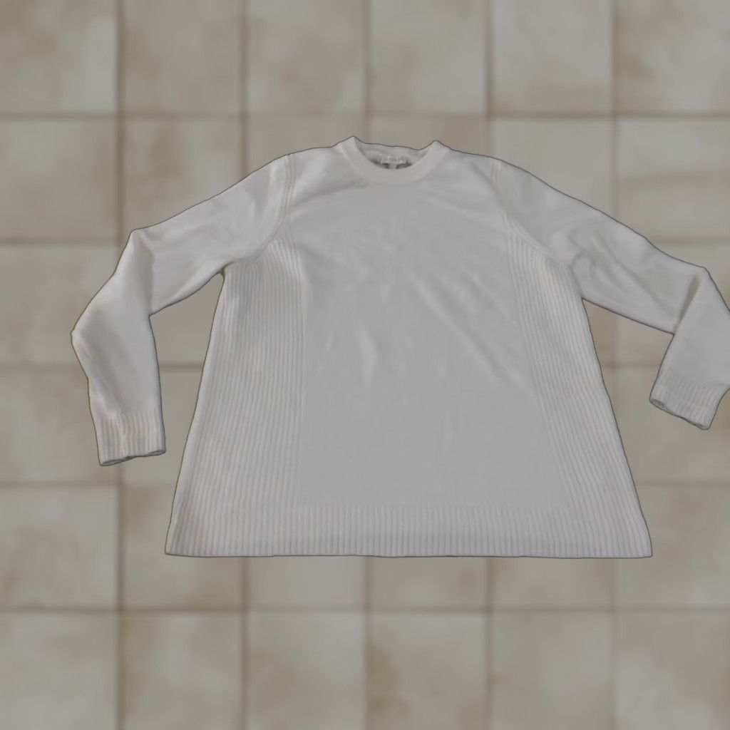 Vintage Crown & Ivy Sweater L Womens White Cotton Nylon Spandex Cable-Knit Long Raglan Sleeve Round Neck Pullover Stretch Casual Knit Shirt Size L / US 10 / IT 46 - 1 Thumbnail