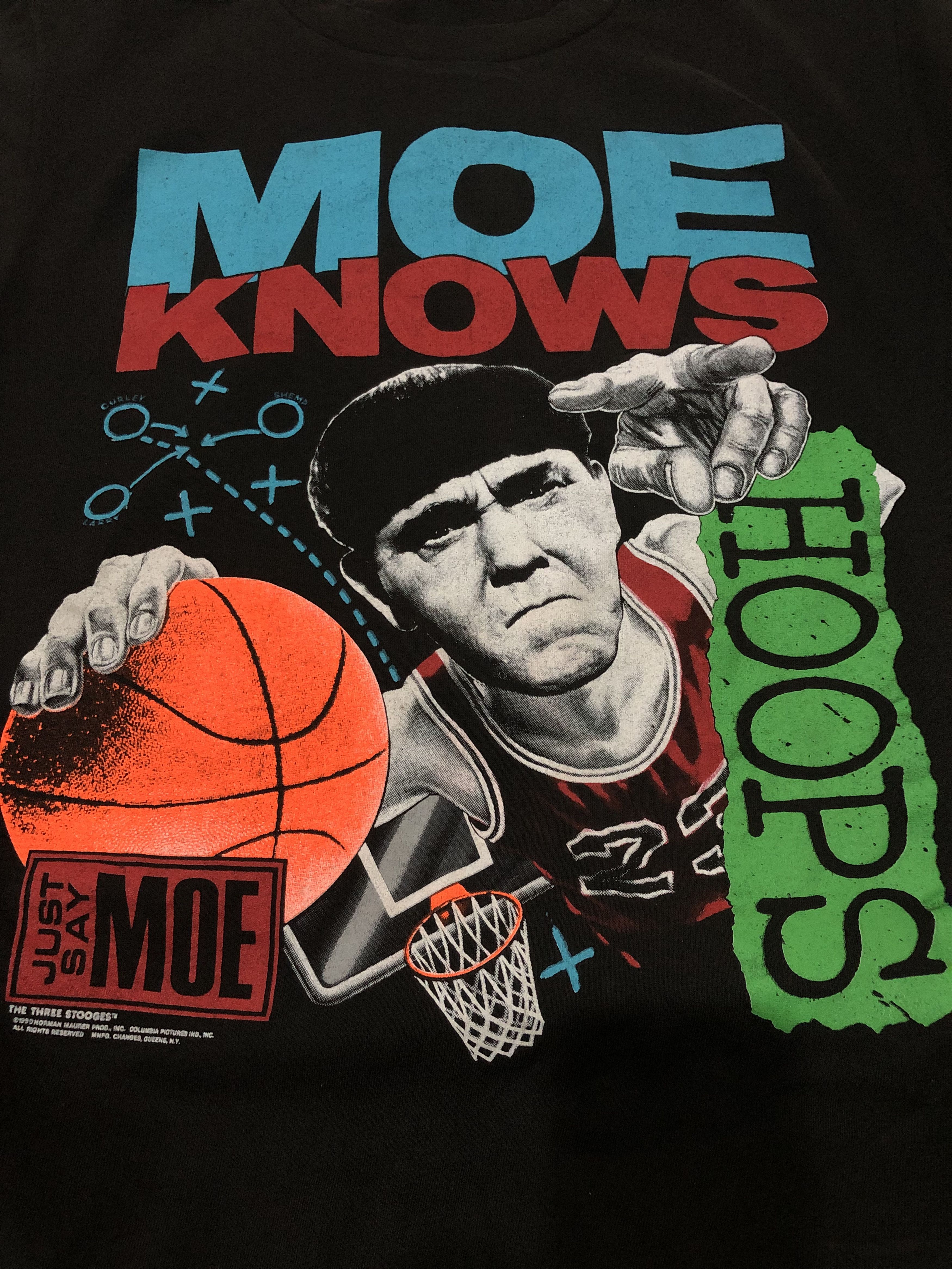 Vintage Vintage 90s The Three Stooges Moe Knows Hoops Size US L / EU 52-54 / 3 - 3 Thumbnail