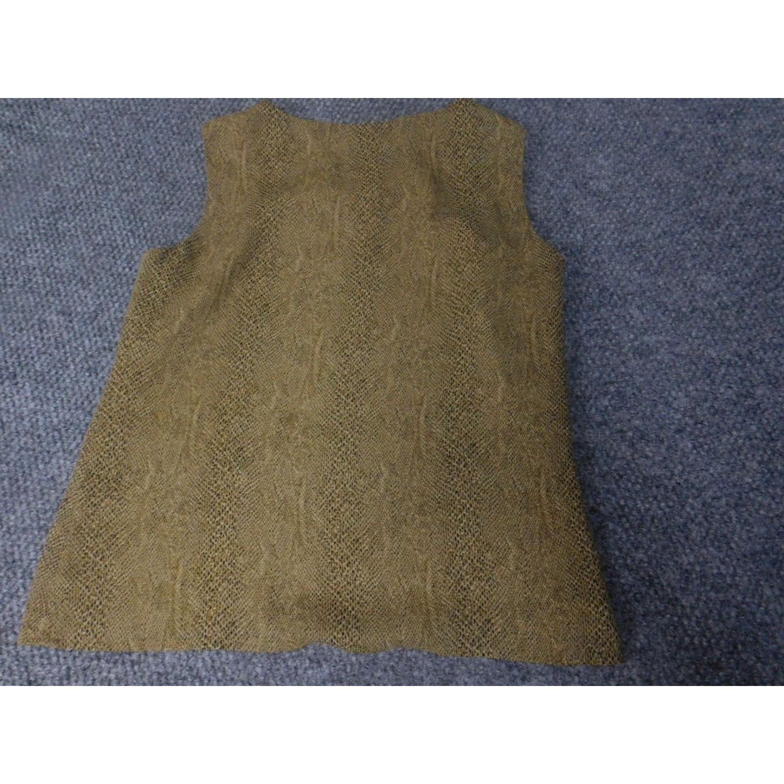 Liz Claiborne Liz Claiborne Blouse Womens 4 Beige Pullover Crew Neck Sleeveless Polyester Rayon Geometric Casual Regular Stretch Knit Classic 90s No Size S / US 4 / IT 40 - 6 Thumbnail