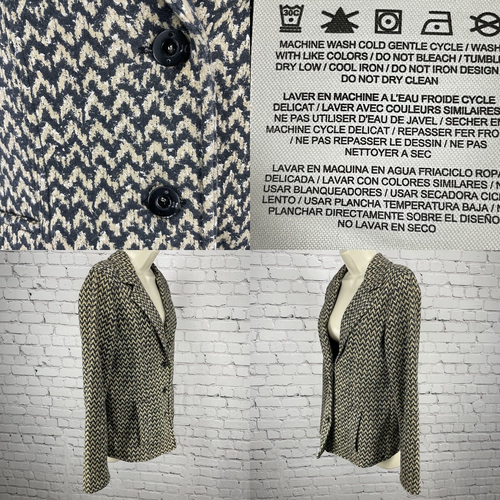 Hurley Hurley Blazer Size XL Black/Brown Chevron Cotton Blend Lightweight Button Up Unlined Size XL / US 12-14 / IT 48-50 - 8 Thumbnail
