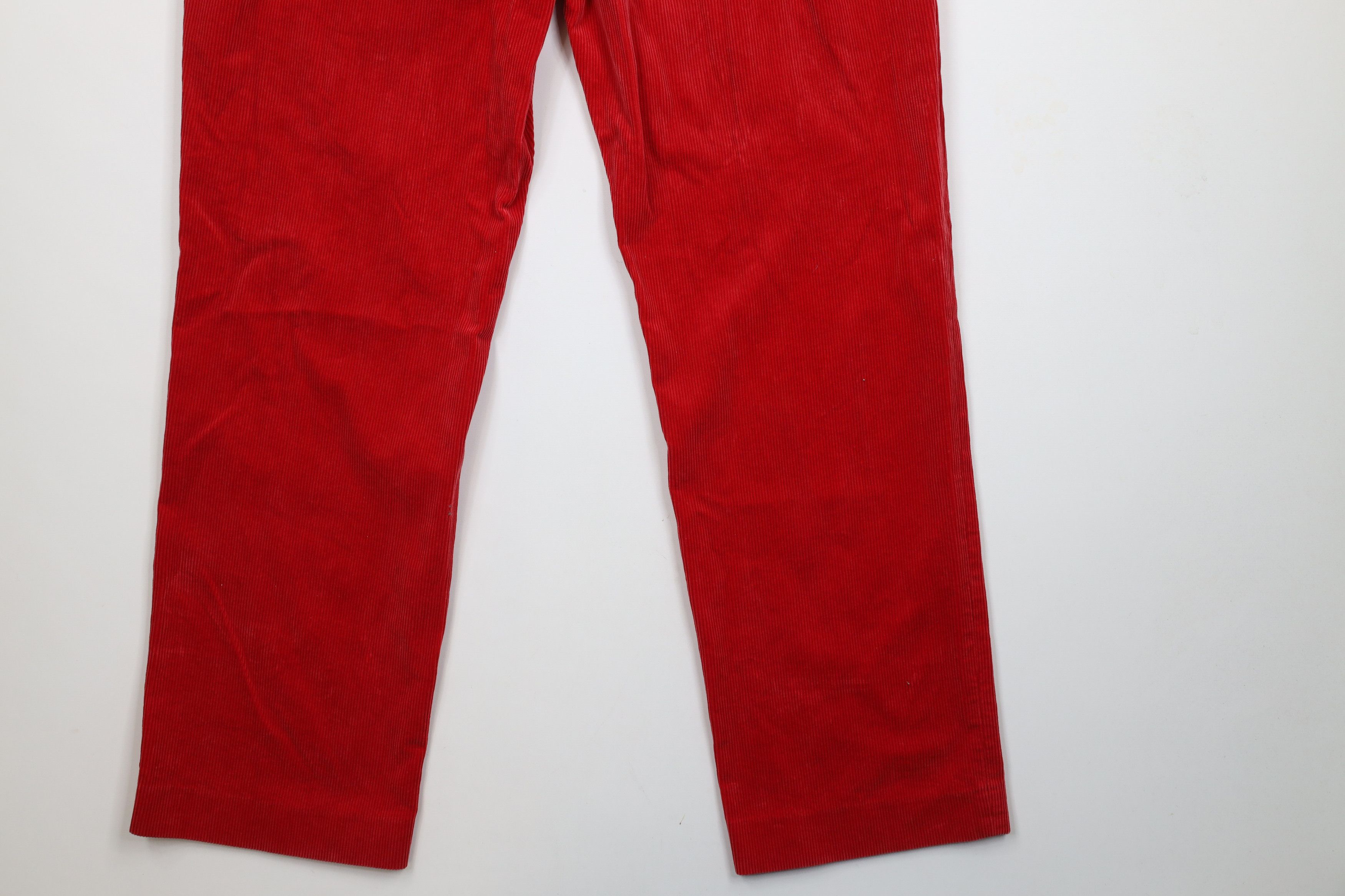 Ralph Lauren × Vintage Vintage 90s Ralph Lauren Heavy Wide Leg Corduroy Pants Red Size US 36 / EU 52 - 13 Thumbnail