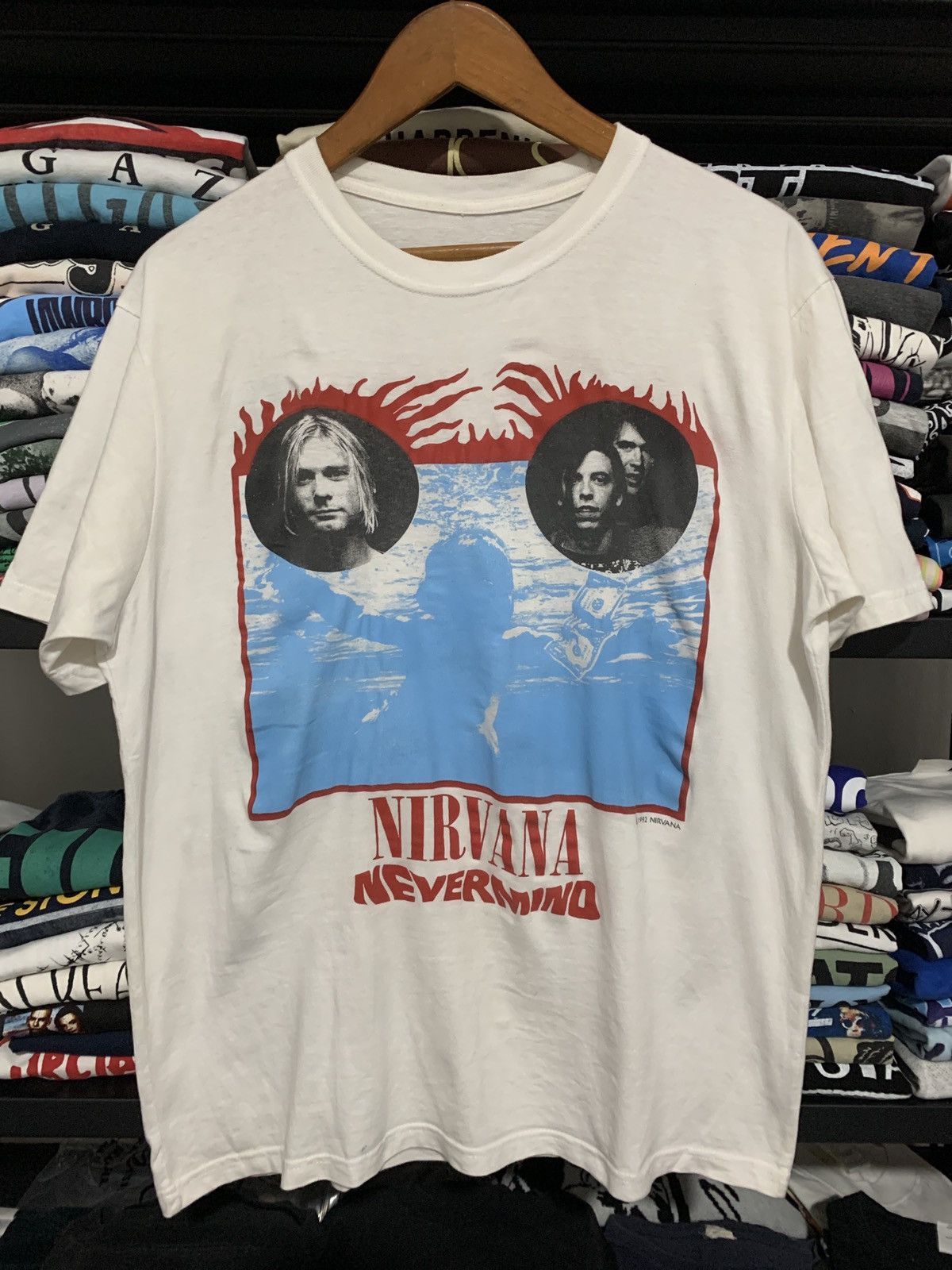image of Band Tees x Nirvana Vintage Nirvana Nevermind Boot Parking Lot Europa Tour in White (Size Large)