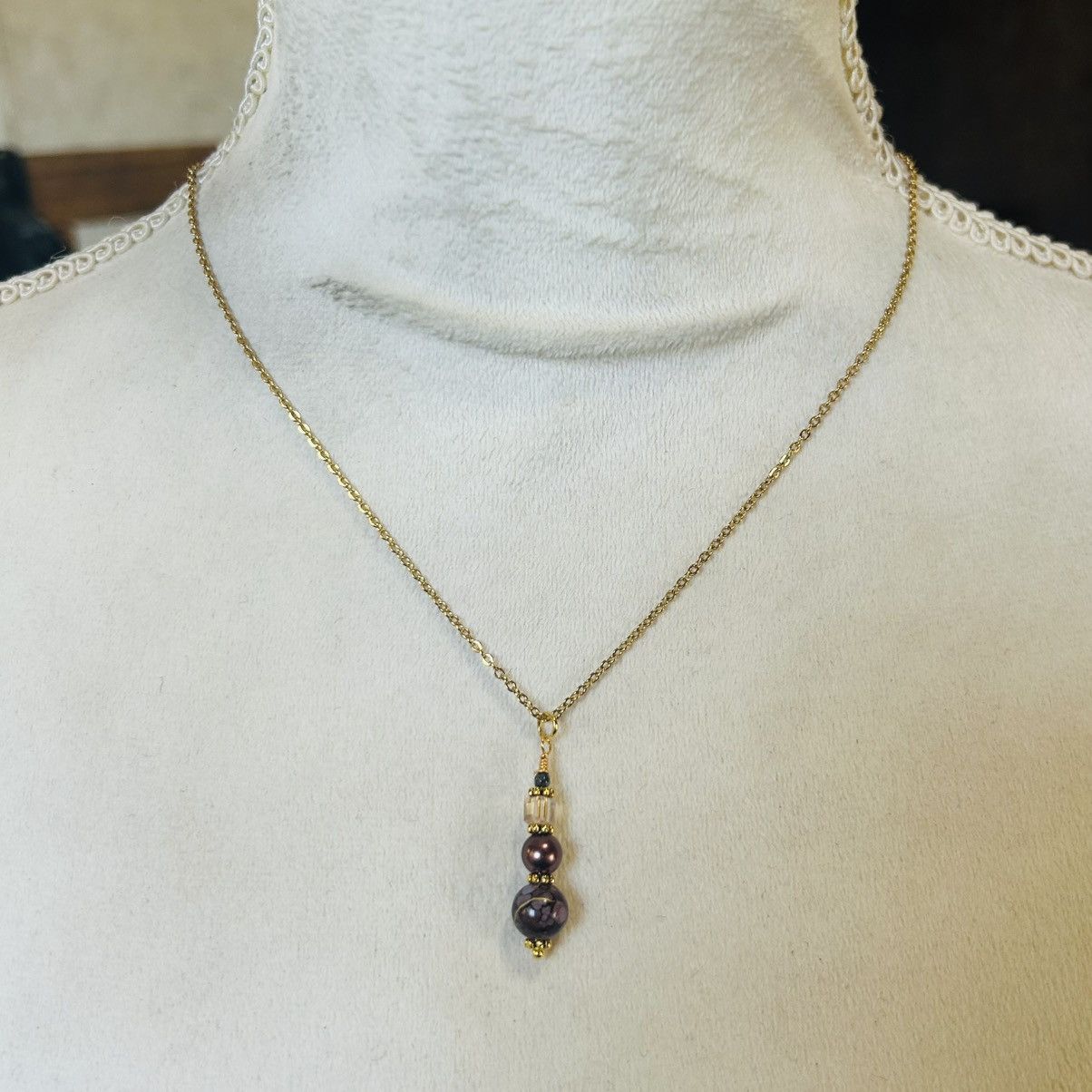 Handmade Handcrafted art glass Czech pearl crystal necklace set Size ONE SIZE - 5 Thumbnail