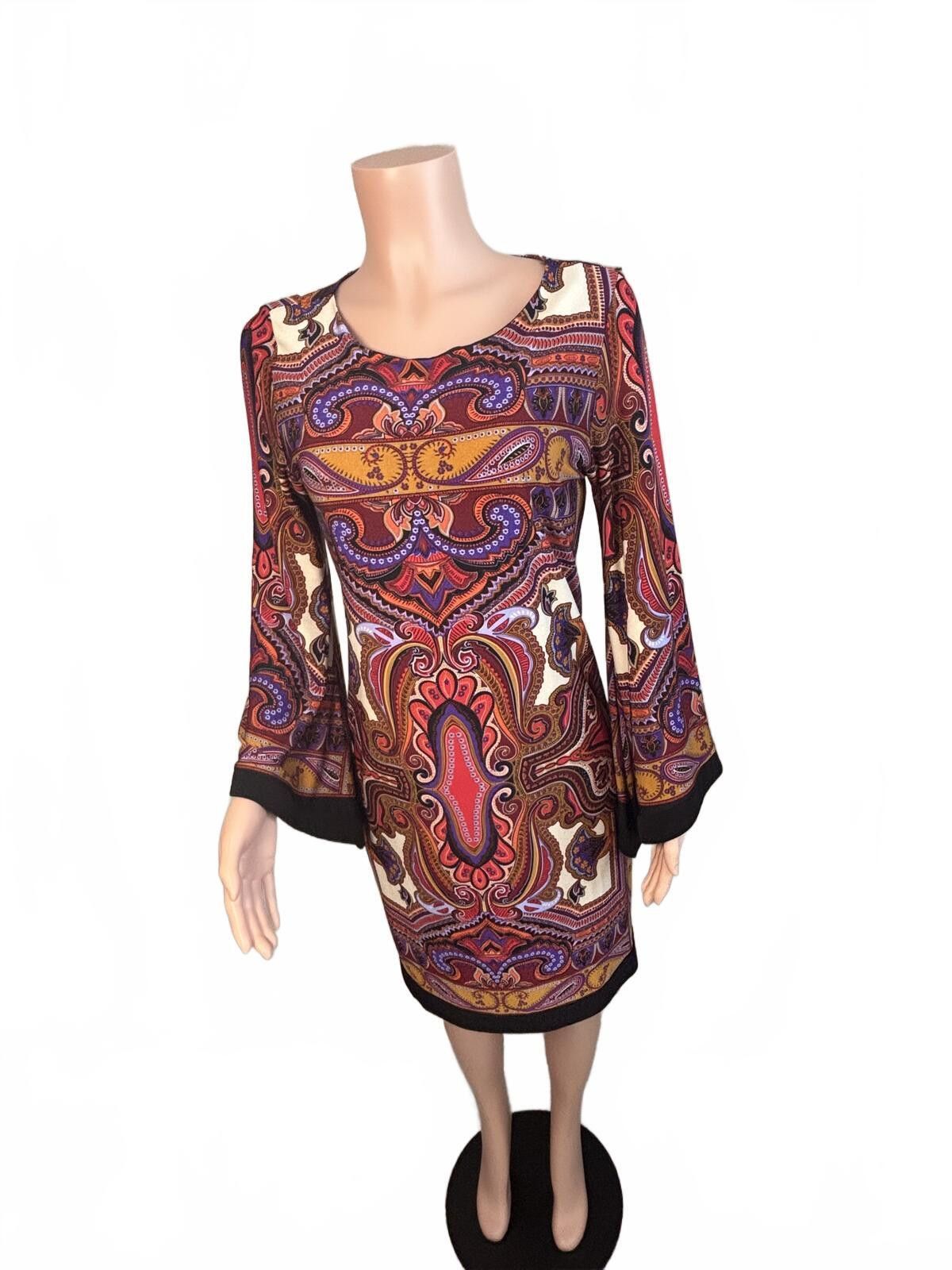 Other Emma Michele Vintage Style Paisley Long Sleeve Dress. M. Size M / US 6-8 / IT 42-44 - 2 Thumbnail