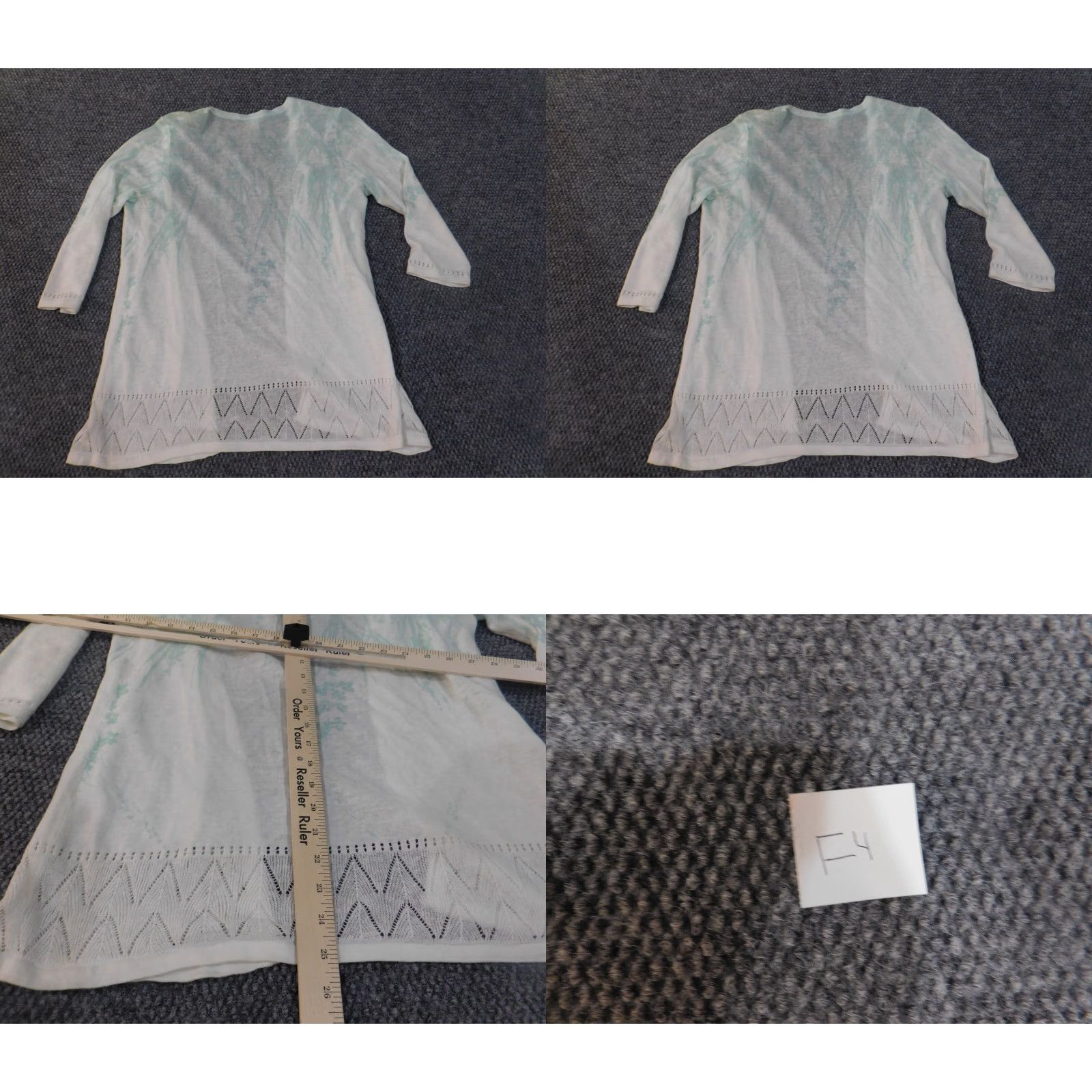 Vintage Chicos Cardigan Shirt Womens Blue Floral Open-Knit Stretch Long Sleeve Crew Neck Size 0 Regular Winter Modern Cotton Rayon Knit Vintage No Size XS / US 0-2 / IT 36-38 - 8 Thumbnail