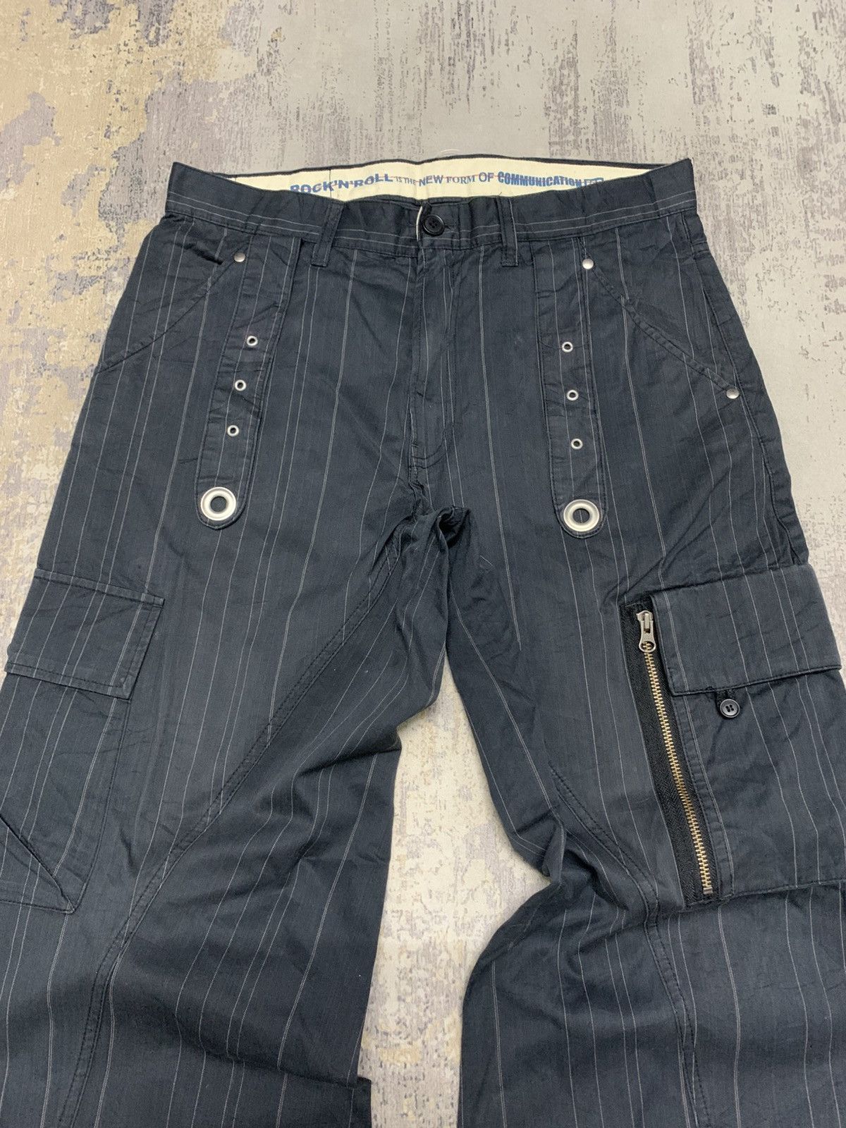 PPFM Archival PPFM Pinstripe Baggy Parachute Cargo Pants Grommet Size US 32 / EU 48 - 3 Thumbnail