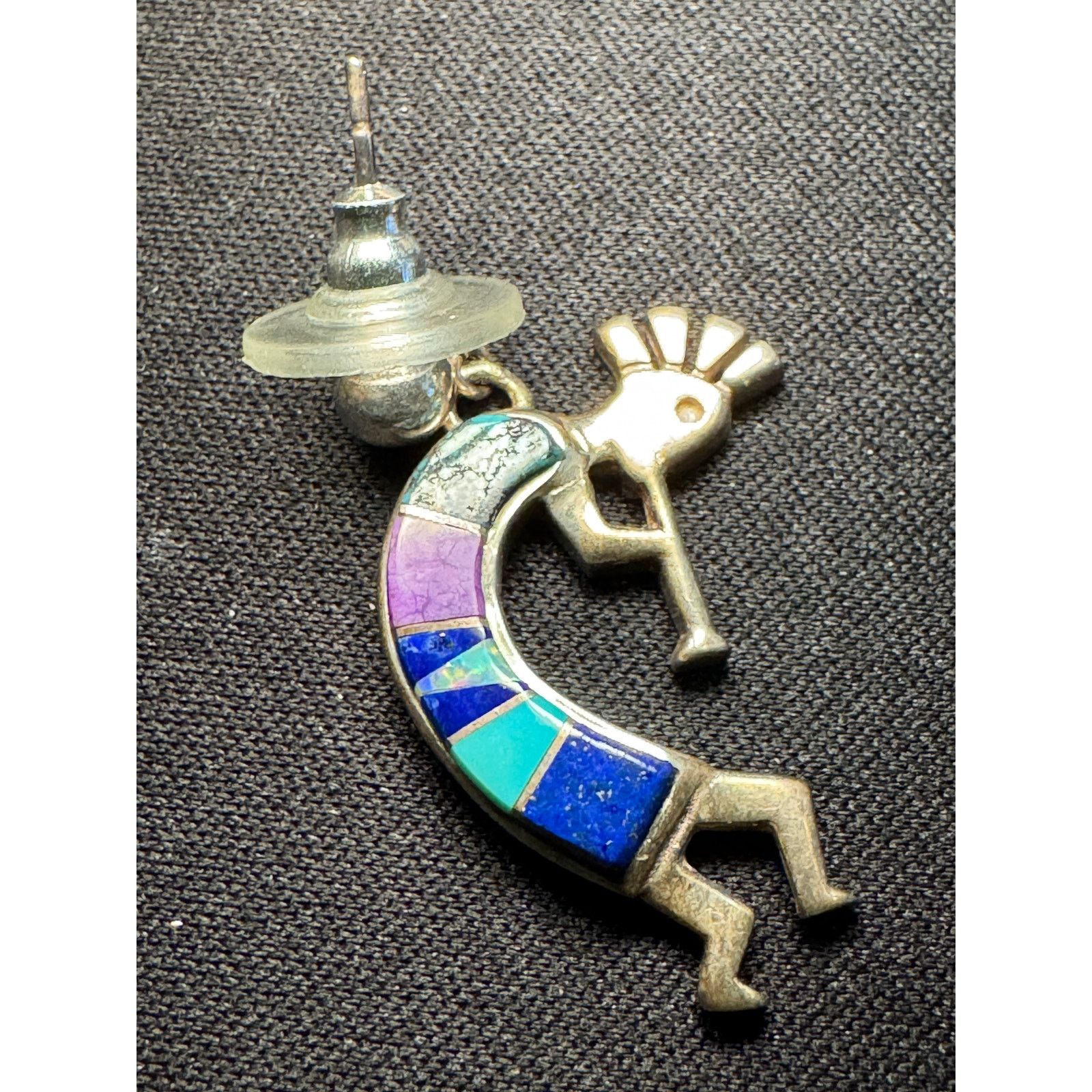 Other Sterling Navajo Kokopelli Earrings Signed Turquoise, Opal Size ONE SIZE - 3 Thumbnail