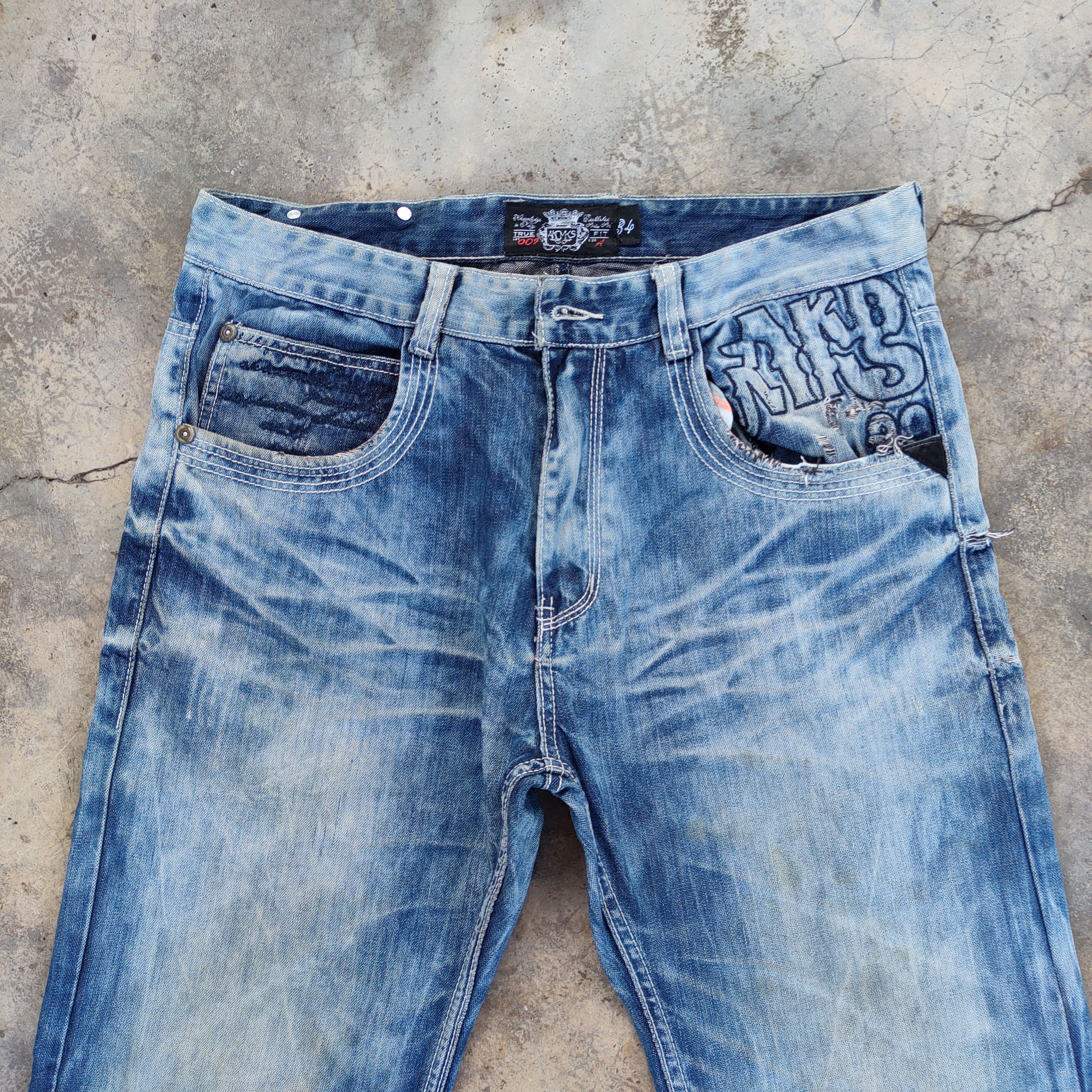 Akademiks × Japanese Brand × Jean VINTAGE AKADEMIKS FADED STORM DISTRESSED JEANS PANTS Size US 34 / EU 50 - 4 Thumbnail