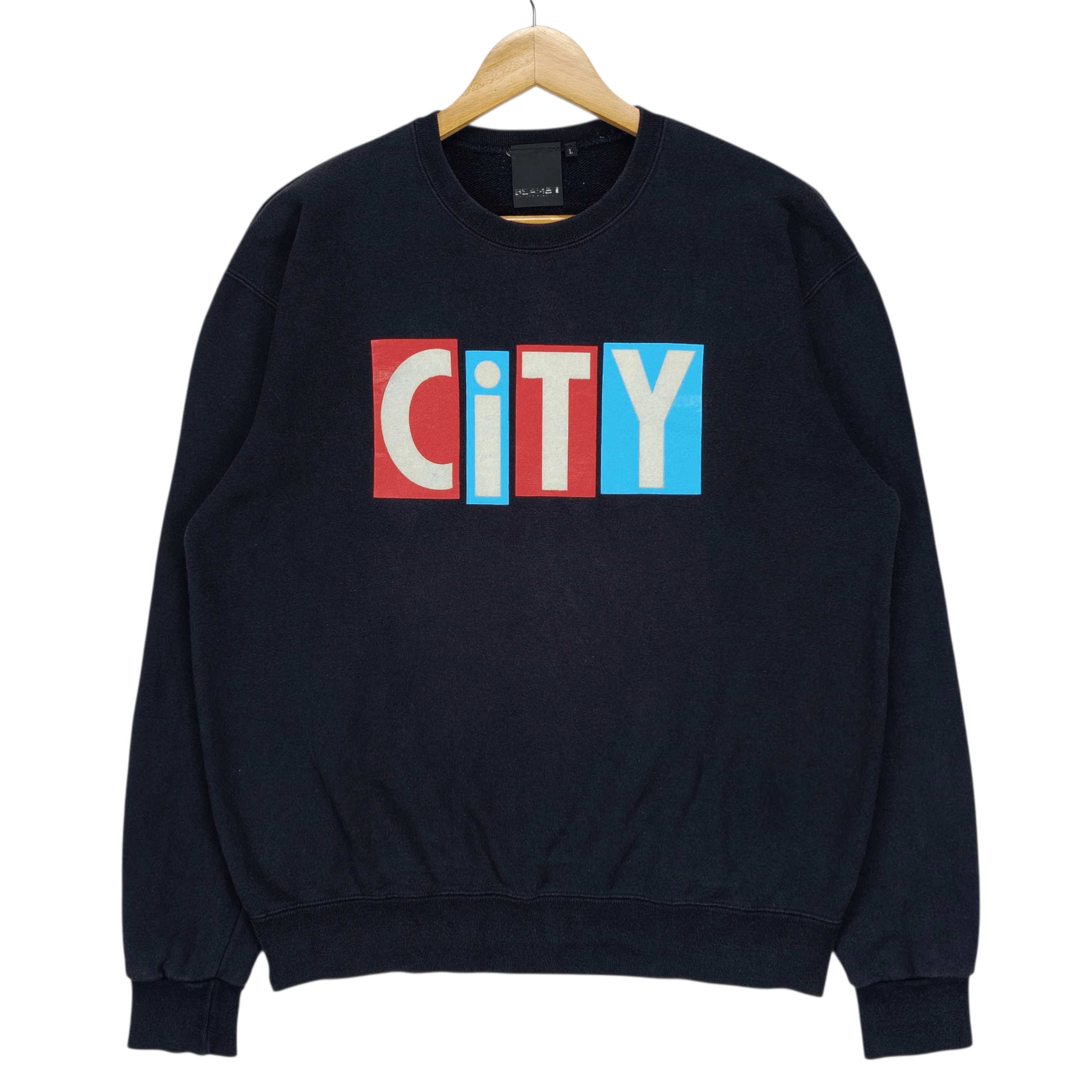 Vintage Beams Plus City Big Logo Blue Sweatshirt L