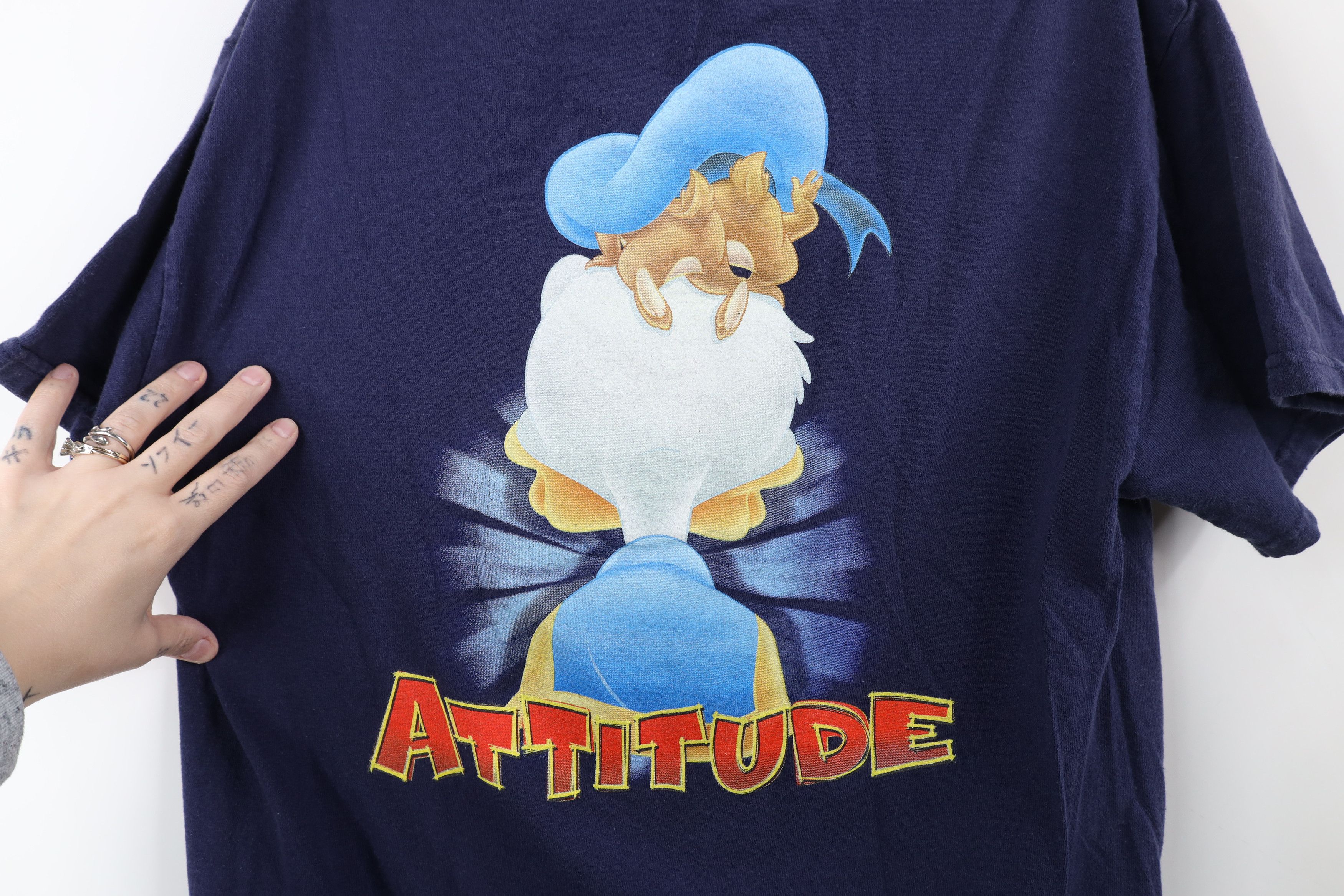 Disney × Vintage Vintage 90s Disney Donald Duck Mad Attitude T-Shirt Blue Size US M / EU 48-50 / 2 - 9 Thumbnail