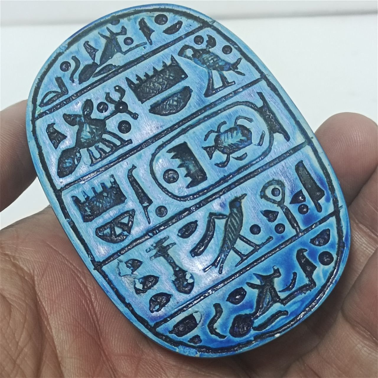 Handmade Vintage-style blue scarab Egyptian collectible gift Size ONE SIZE - 1 Thumbnail