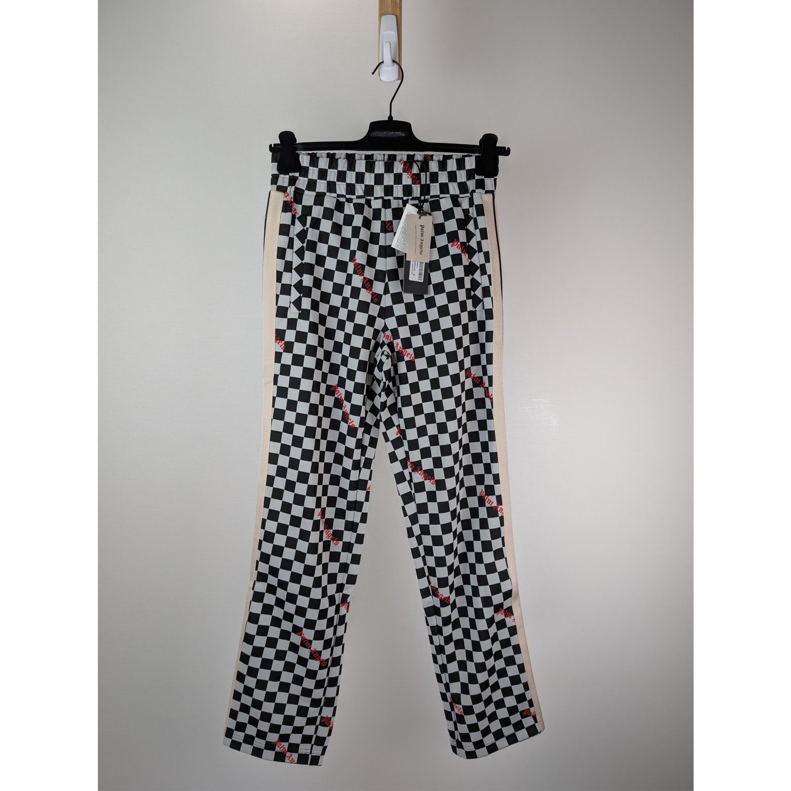Palm Angels o1rshd1 Jacquard Damier Classic Track Pants in Black / Red Size US 32 / EU 48 - 1 Thumbnail