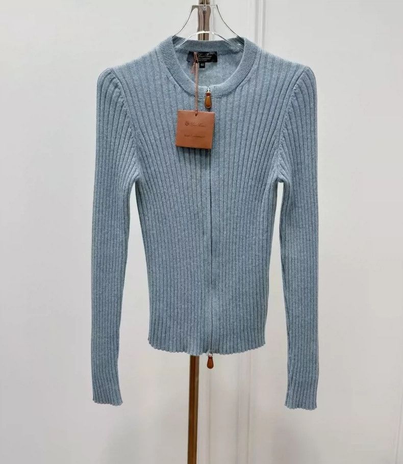Loro Piana LORO PIANA Classic blue grey cashmere zipper knit sweater Size S / US 4 / IT 40 - 1 Thumbnail