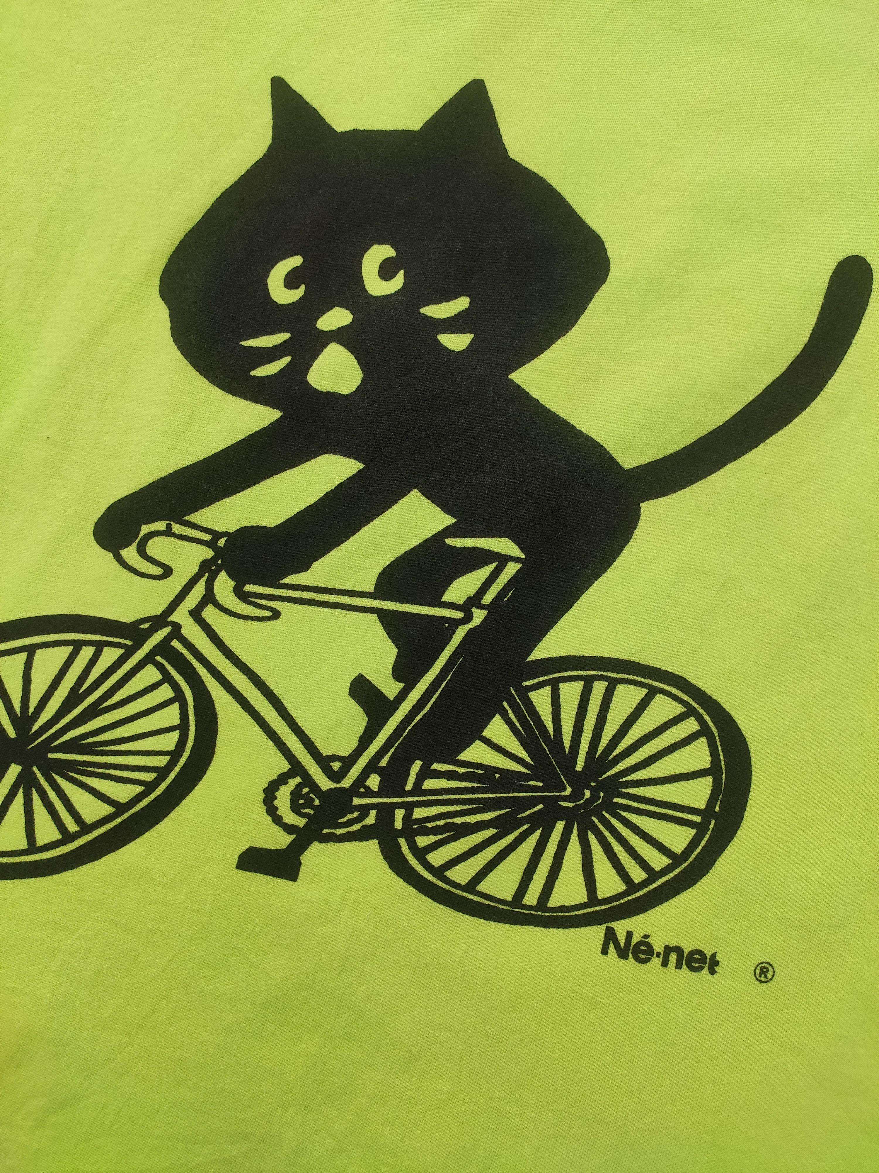Issey Miyake × Ne-Net Ne-Net Cat Cycling Printed Neon Tee Size US M / EU 48-50 / 2 - 3 Thumbnail