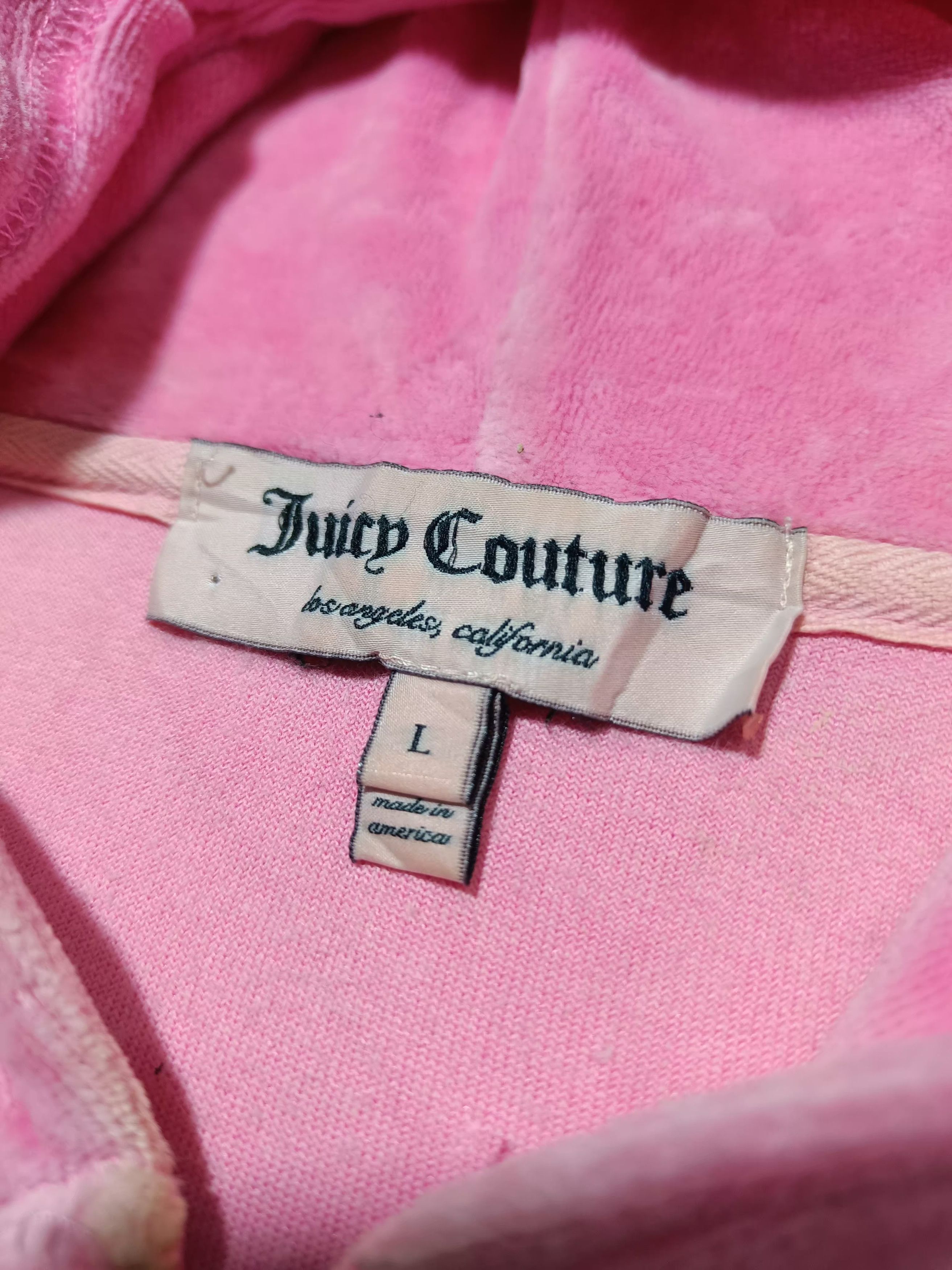 Juicy Couture Vintage JUICY COUTURE Pink Velvet Zipper Hoodie Size L / US 10 / IT 46 - 10 Thumbnail