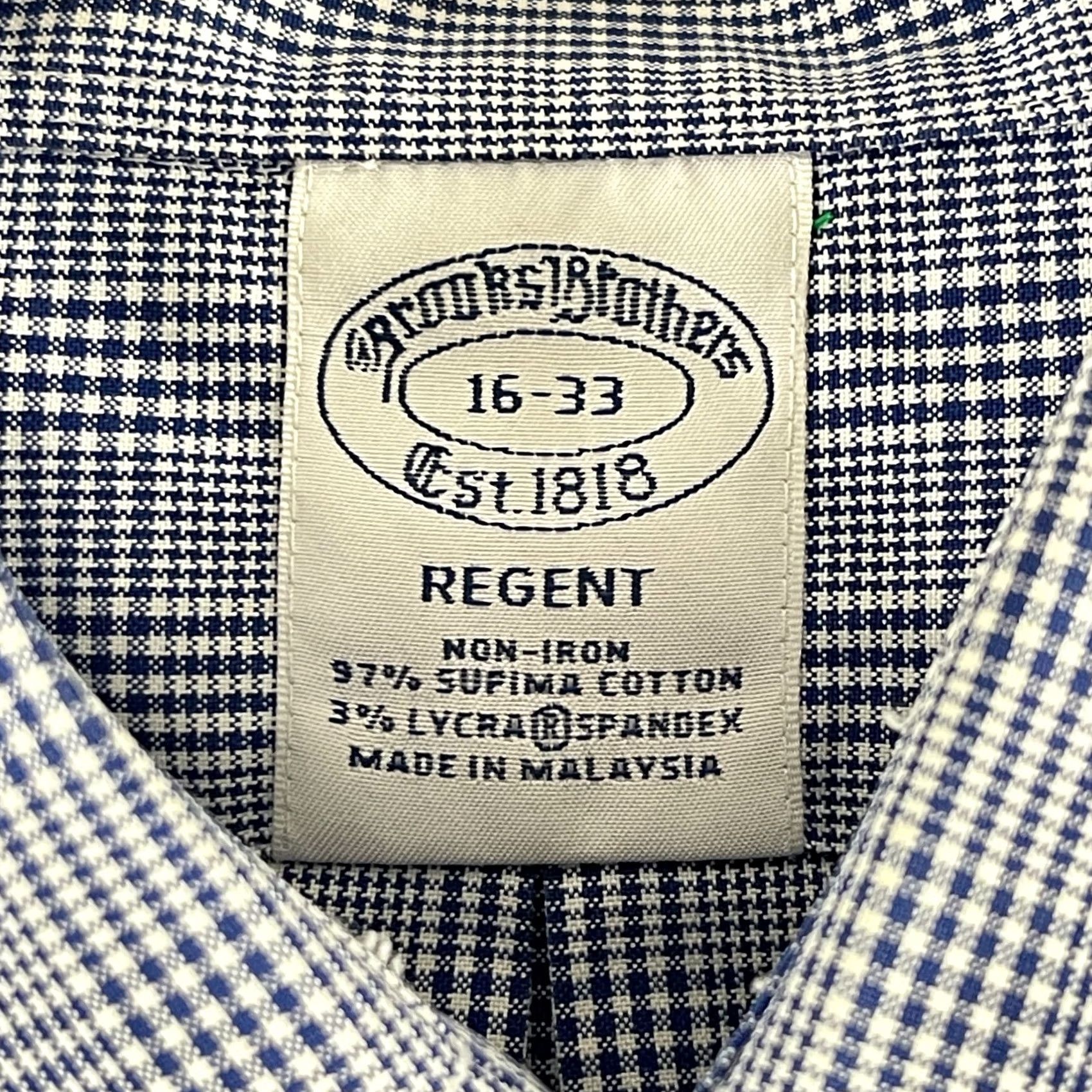 Brooks Brothers Brooks Brothers Regent Button-Up Dress Shirt Mens Medium Blue Houndstooth Cotton Size 40R - 7 Thumbnail