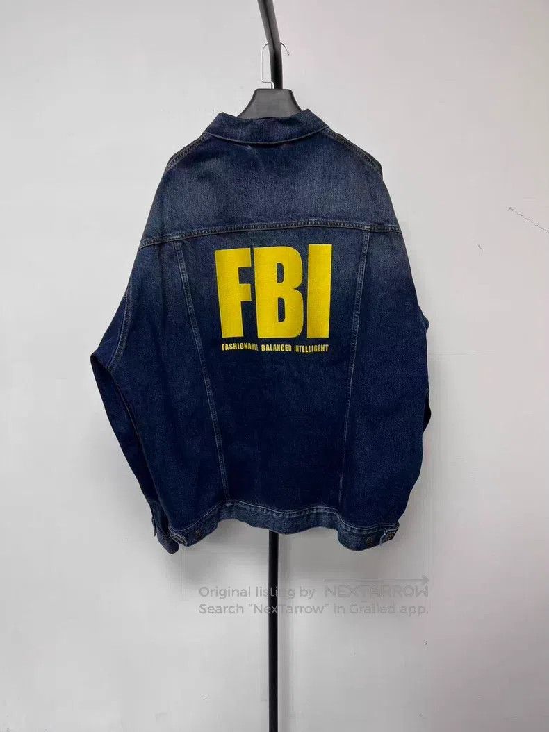 Balenciaga Balenciaga Logo Pattern Printed Denim Jacket Size US M / EU 48-50 / 2 - 1 Thumbnail