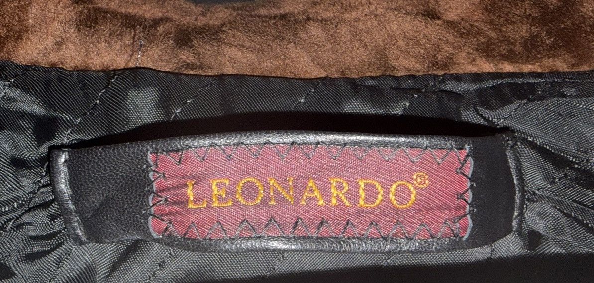 Other Vintage Leather Jacket Leonardo Rare Art Print Lining Size L / US 10 / IT 46 - 3 Thumbnail