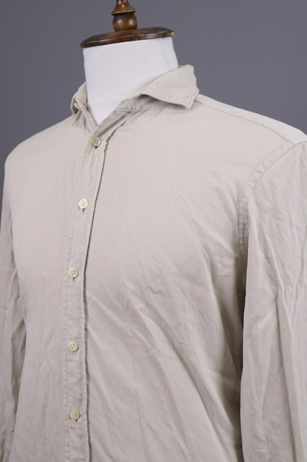 Designer Hackett London Slim Fit Beige Button Down Shirt Size M Size US M / EU 48-50 / 2 - 6 Thumbnail