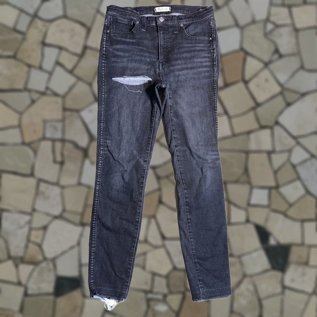 Madewell Madewell Jeans 10'' High Rise Skinny Distressed Denim Black Womens 28 Tall X 28.5 5-Pocket Stretch Slim Size 30" / US 8 / IT 44 - 1 Thumbnail