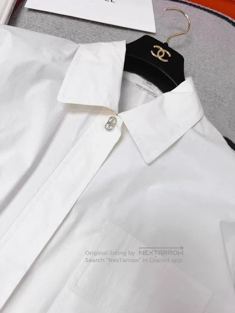 Hermes Hermes White Drawstring Pig Nose Silver扣 Long Sleeve Shirt Size XXS / US 00 / IT 34 - 3 Thumbnail