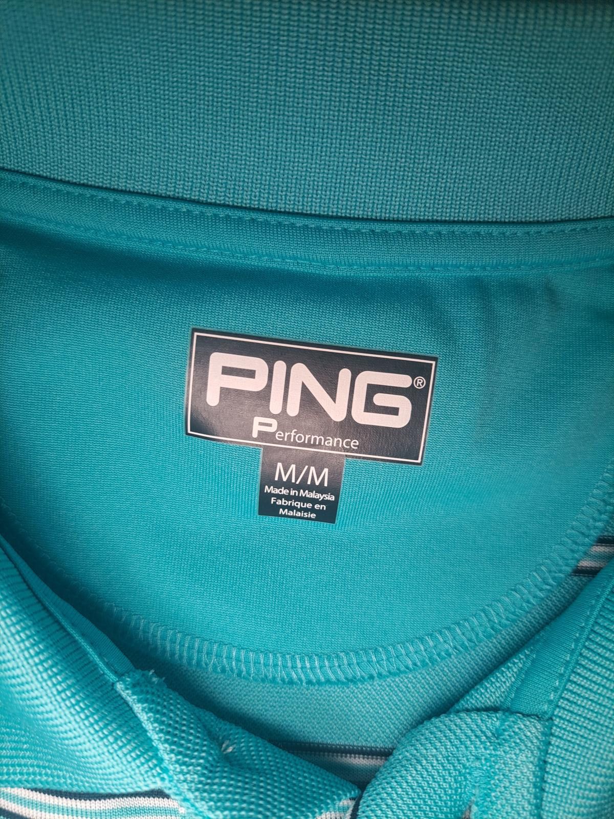 PING PING Performance Golf Polo Shirt Medium Turquoise Striped Size US M / EU 48-50 / 2 - 2 Thumbnail