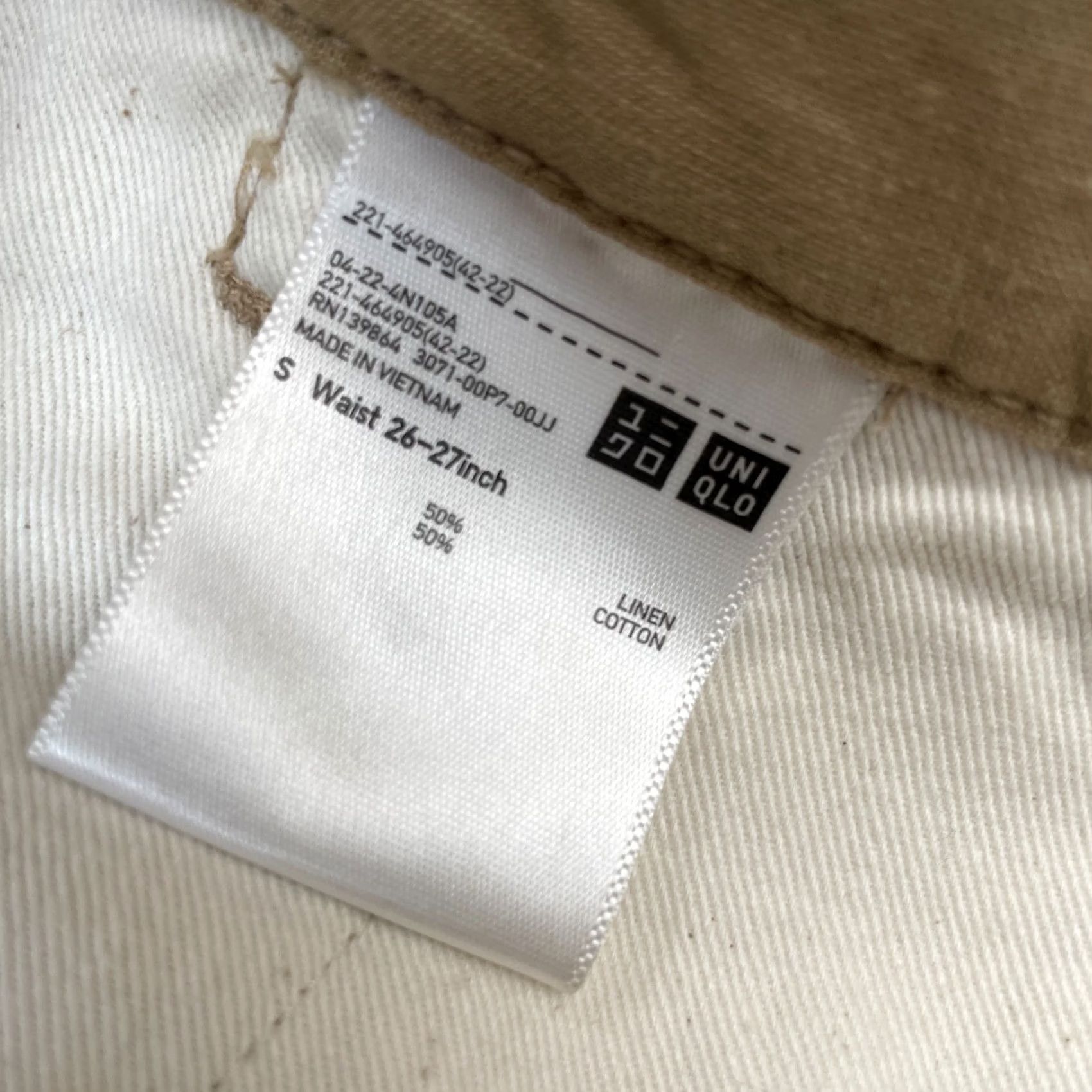 Uniqlo Uniqlo Pants Womens Small Beige Linen Cotton Tapered Leg High Waist Regular Fit Casual Beach Bohemian Preppy 28in Inseam 25in Size 28" / US 6 / IT 42 - 3 Thumbnail