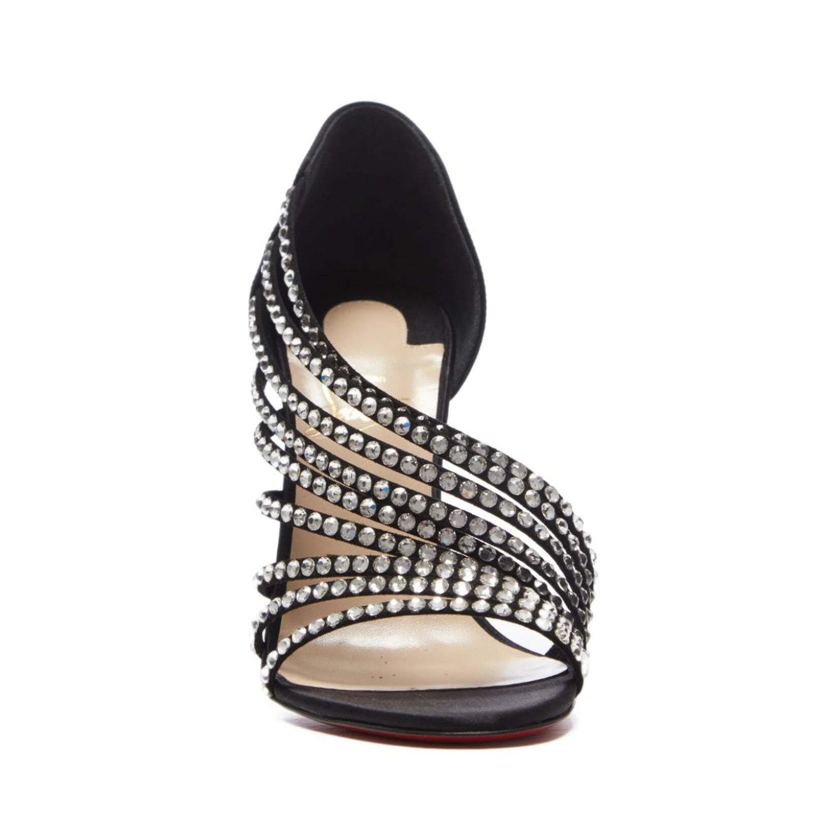 Christian Louboutin Norina Strass 100 Black Crystal Strap Sandal Heel Pump 36.5 Size US 6.5 / IT 36.5 - 6 Thumbnail