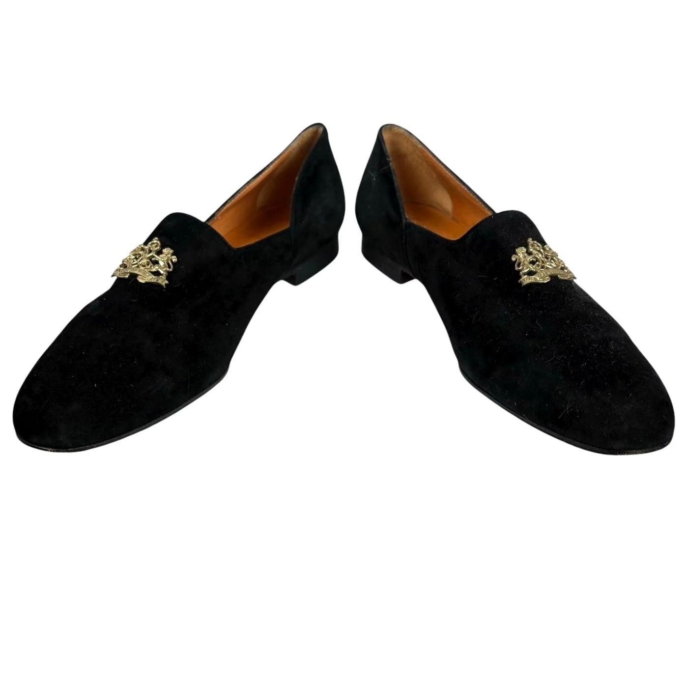 Ralph Lauren Ralph Lauren Black Suede Smoking Loafers Gold Metal Crest Womens 10.5 Size US 11 / IT 41 - 3 Thumbnail