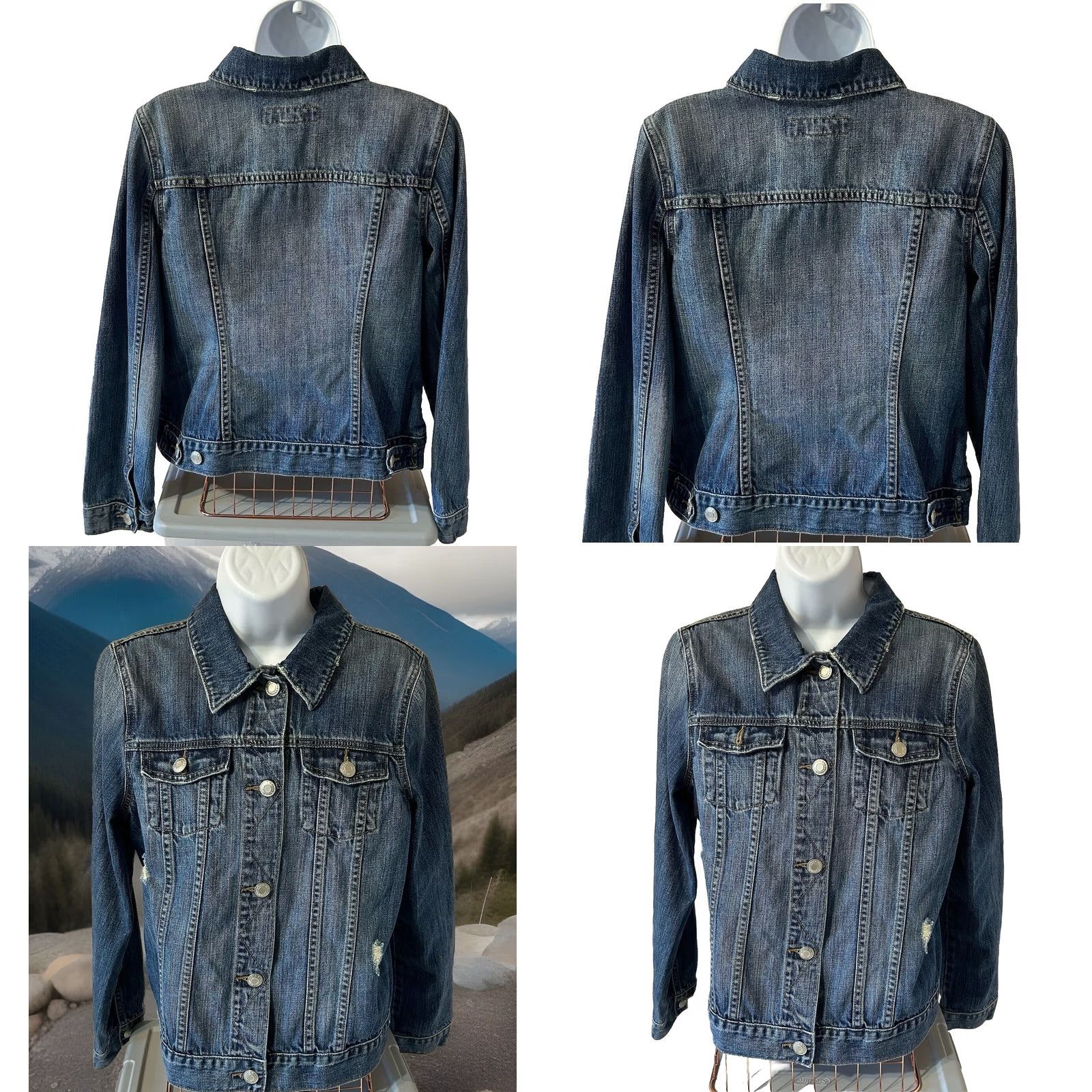 Old Navy Old Navy Maternity Denim Blue Jacket Women Medium Distressed RN#54023 Size 32" / US 10 / IT 46 - 8 Thumbnail