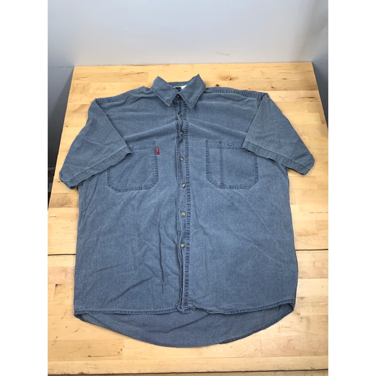 Bugle Boy Bugle Boy Button-Up Shirt Mens M Blue Short Sleeve Casual Denim Size US 31 - 2 Thumbnail