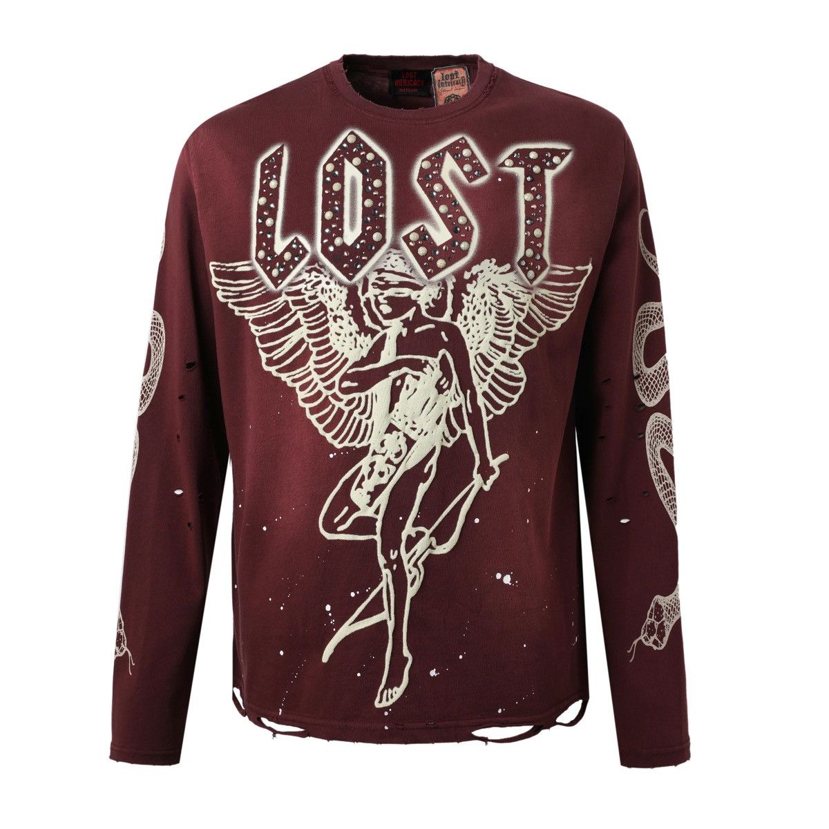 LOST INTRICACY Lost Intricacy Burgundy Angel LS Tee Size US XXL / EU 58 / 5 - 1 Thumbnail