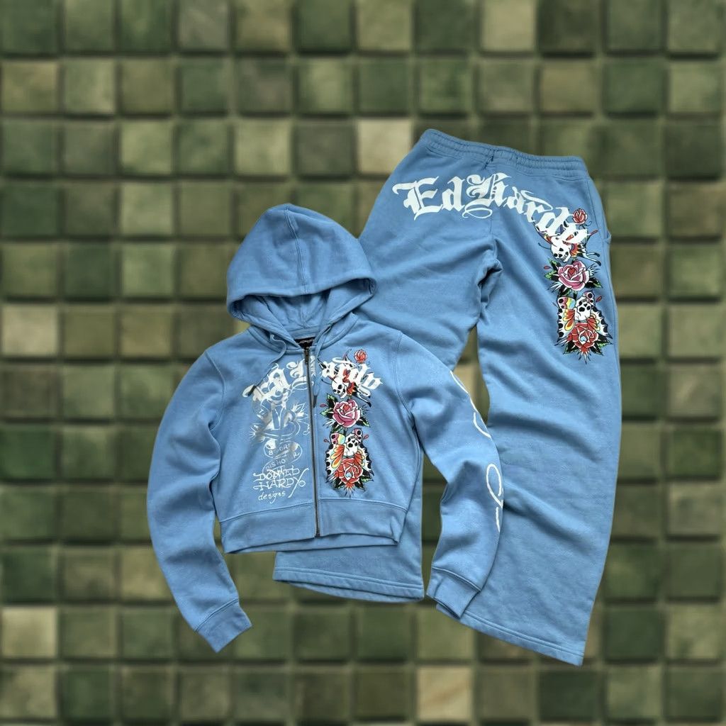 Ed Hardy Ed Hardy Blue Tracksuit Set Hoodie Sweatpants Skull Rose Y2K Size M Women’s Sweatsuit Activewear Tracksuit, Ed Hardy Skull, Y2K, 90s, Womens, M Size M / US 6-8 / IT 42-44 - 1 Thumbnail