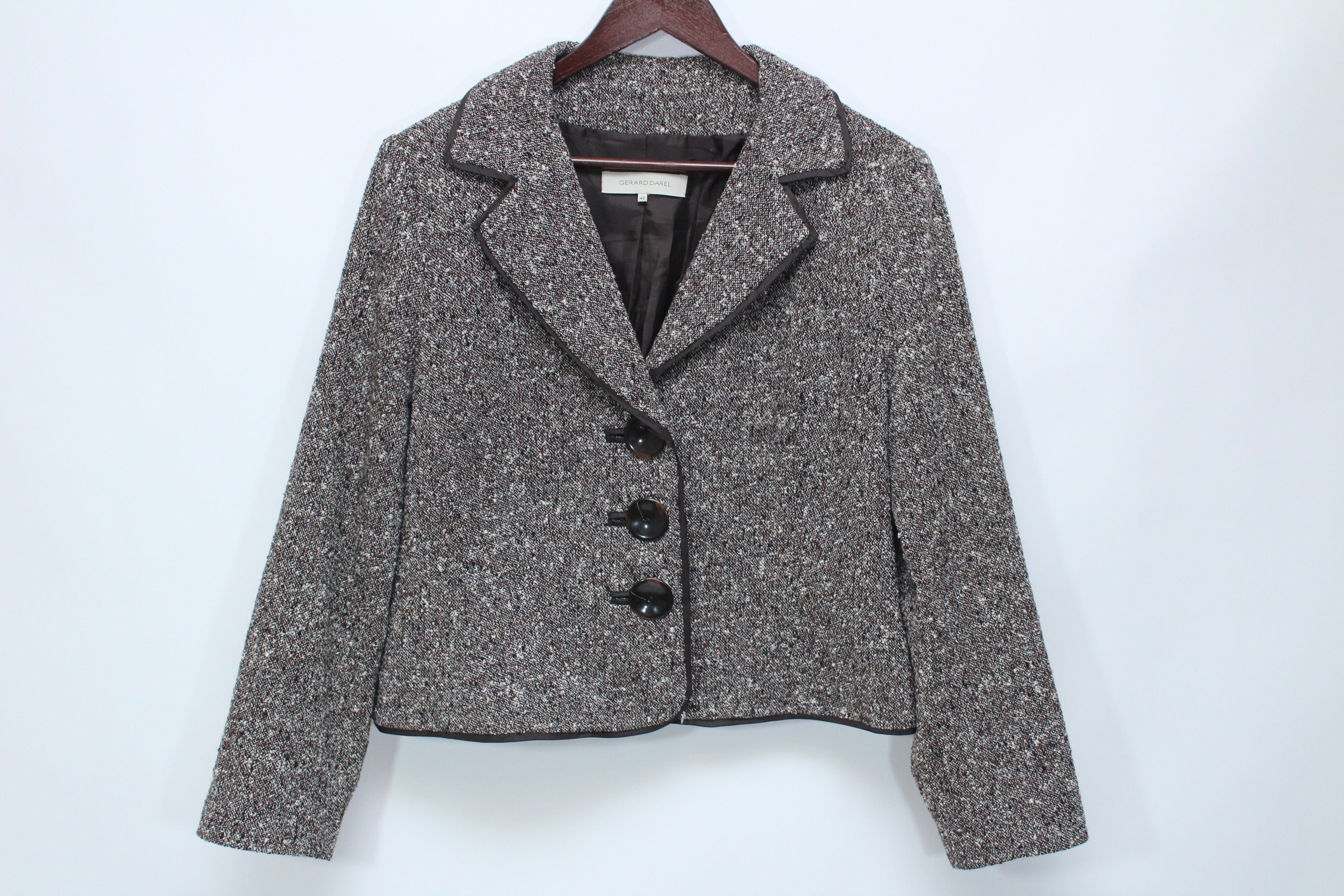 image of Hype x Italian Designers Gerard Darel Jacket Blazer Wool Womens Size 46 Vintage in Brown