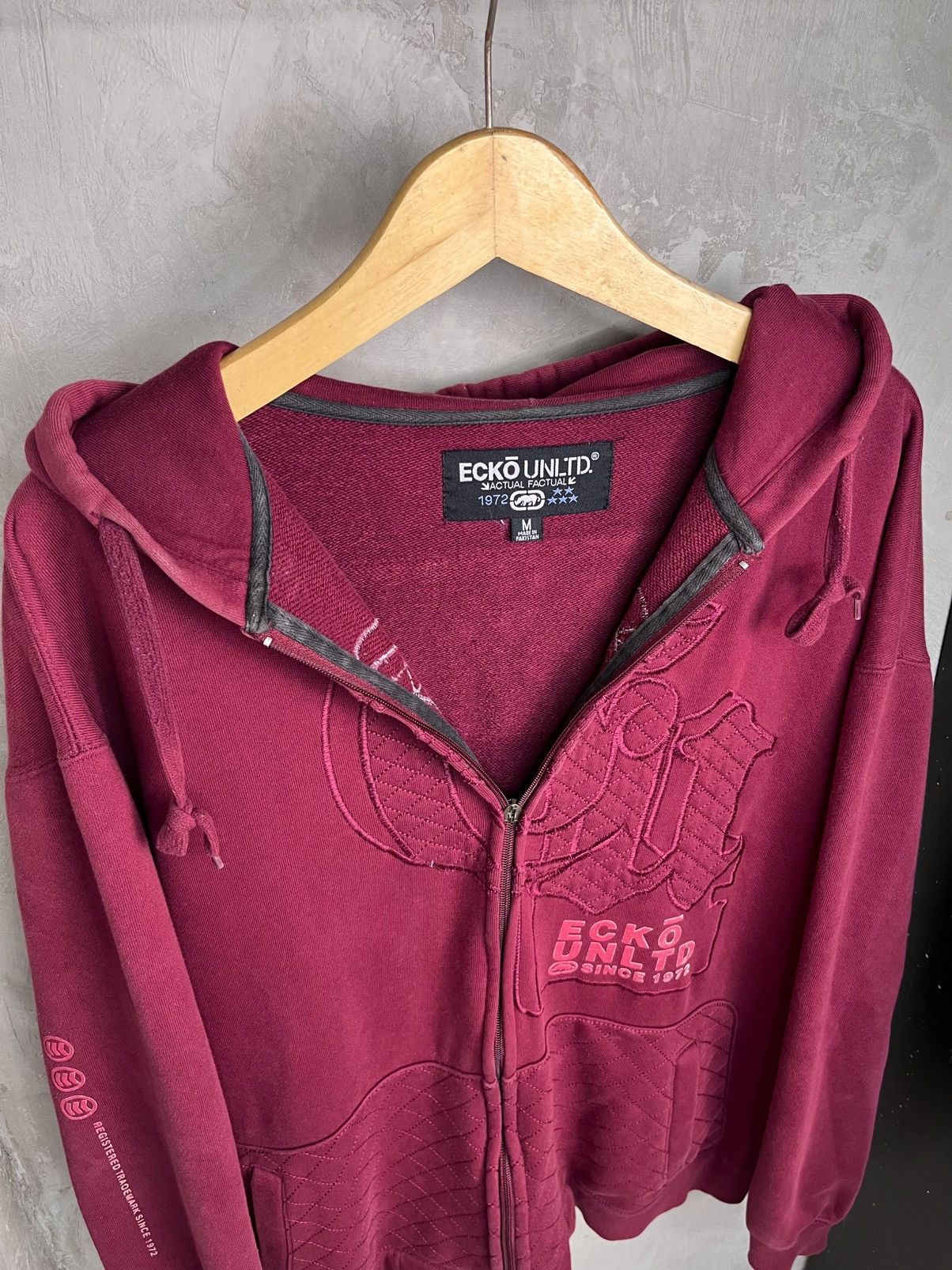 Ecko Unltd. Y2K Ecko Untld Hip Hop Urban Maroon Heavyweight Hoodie Size US M / EU 48-50 / 2 - 4 Thumbnail